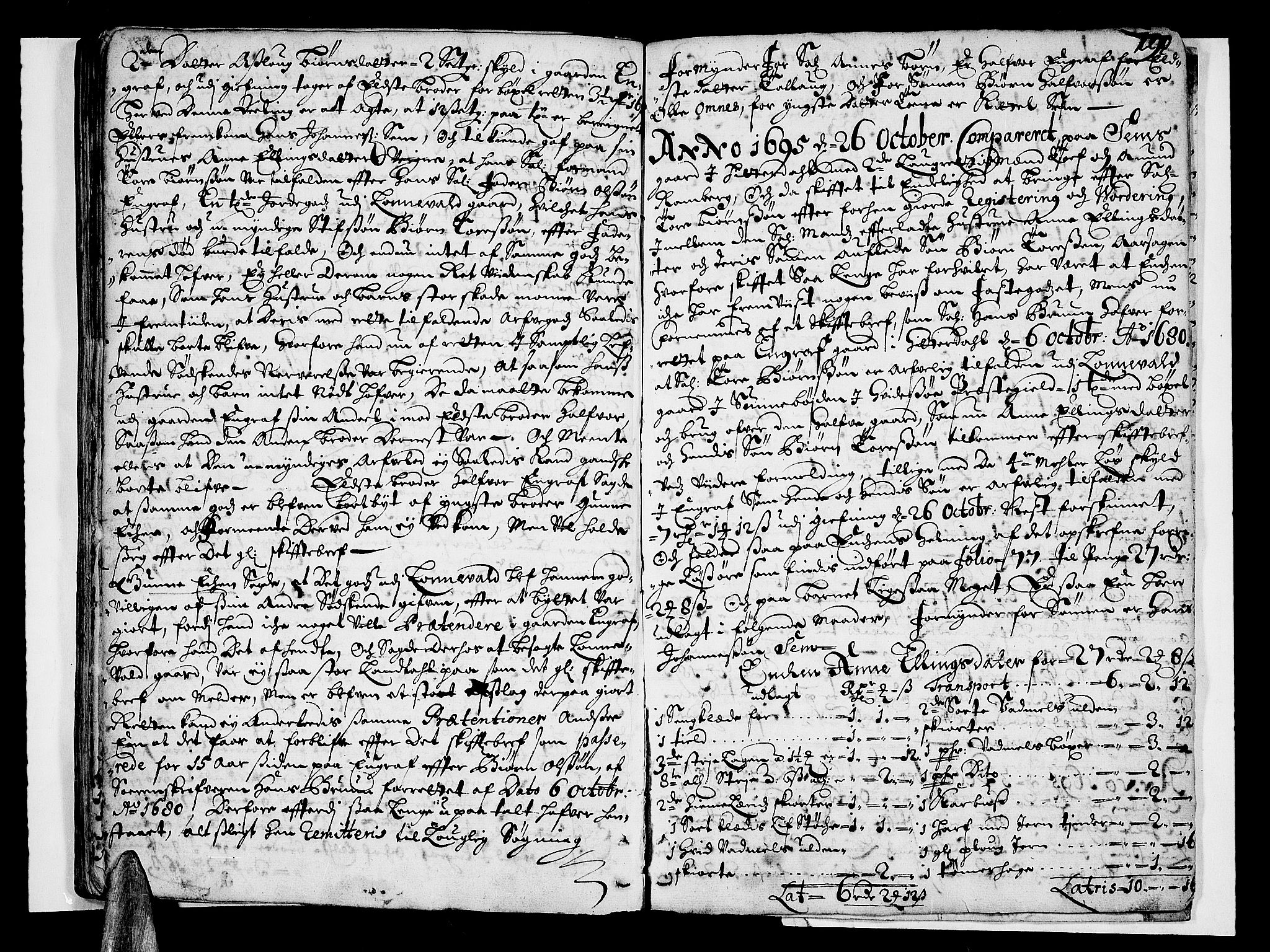 Nedre Telemark sorenskriveri, AV/SAKO-A-135/H/Hb/Hba/L0003: Skifteprotokoll
, 1690-1696, p. 189b-190a