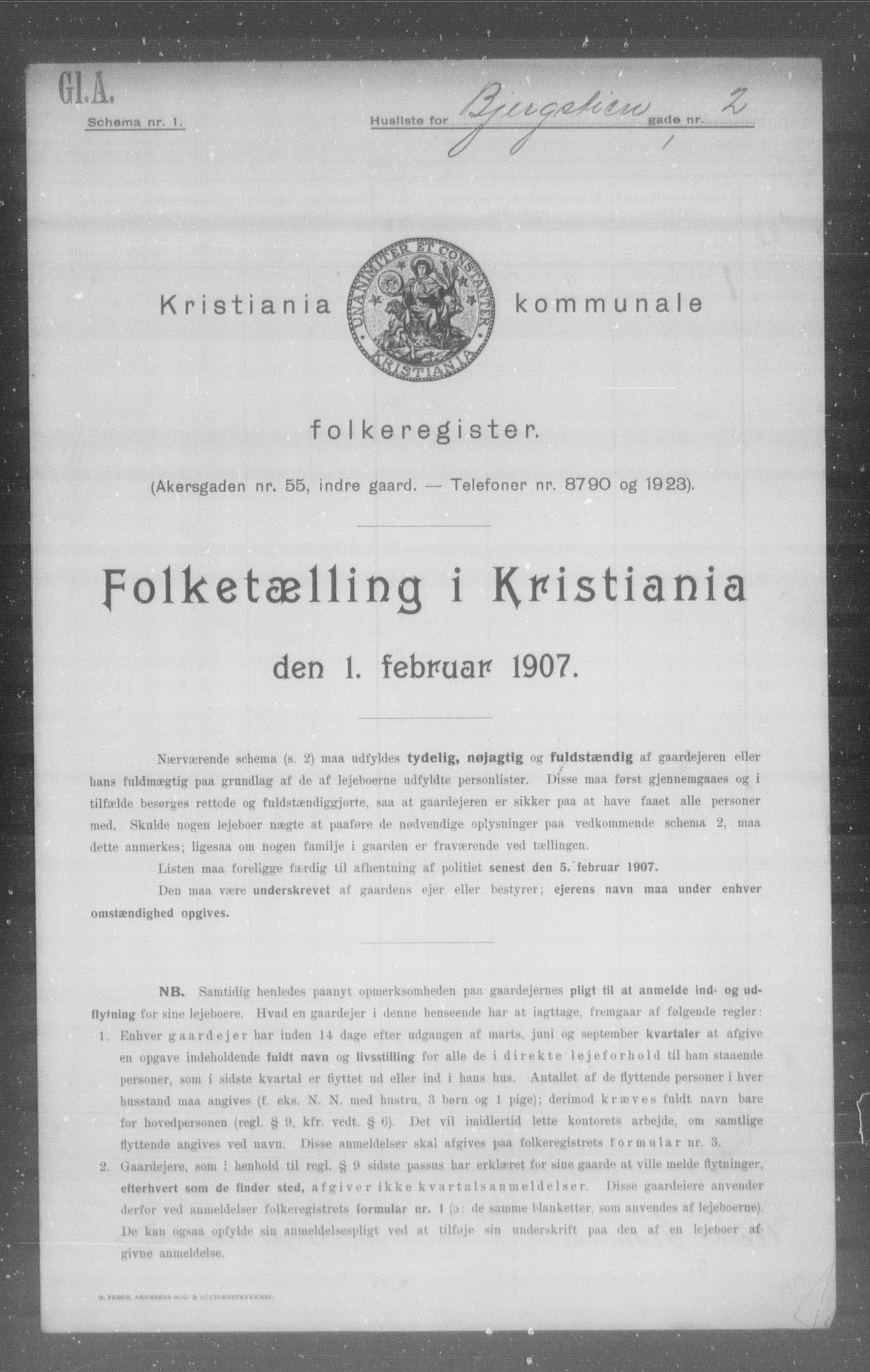 OBA, Municipal Census 1907 for Kristiania, 1907, p. 2357