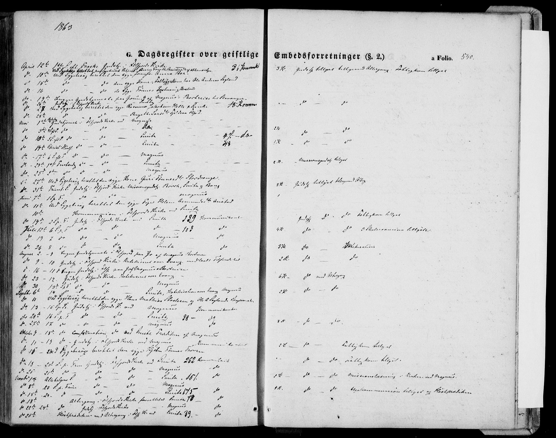 Flekkefjord sokneprestkontor, AV/SAK-1111-0012/F/Fa/Fac/L0005: Parish register (official) no. A 5, 1849-1875, p. 540