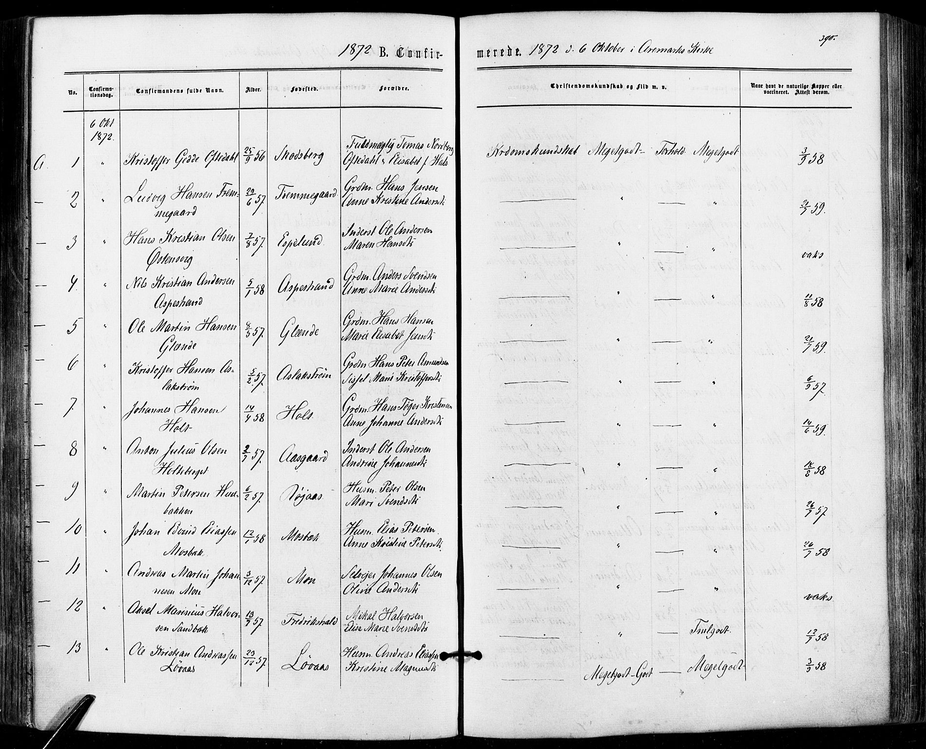 Aremark prestekontor Kirkebøker, AV/SAO-A-10899/F/Fc/L0004: Parish register (official) no. III 4, 1866-1877, p. 389-390
