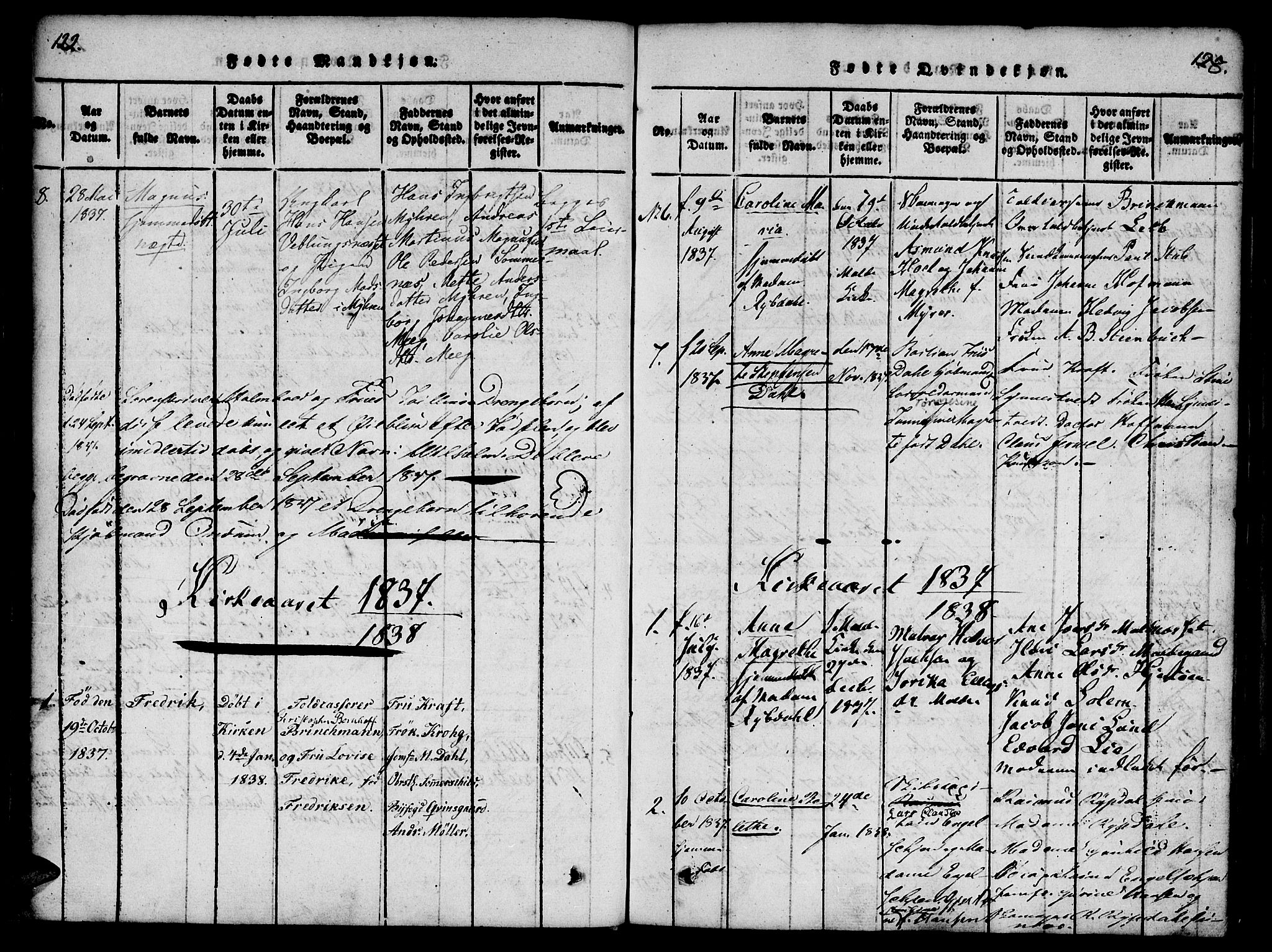 Ministerialprotokoller, klokkerbøker og fødselsregistre - Møre og Romsdal, SAT/A-1454/558/L0688: Parish register (official) no. 558A02, 1818-1843, p. 122-123
