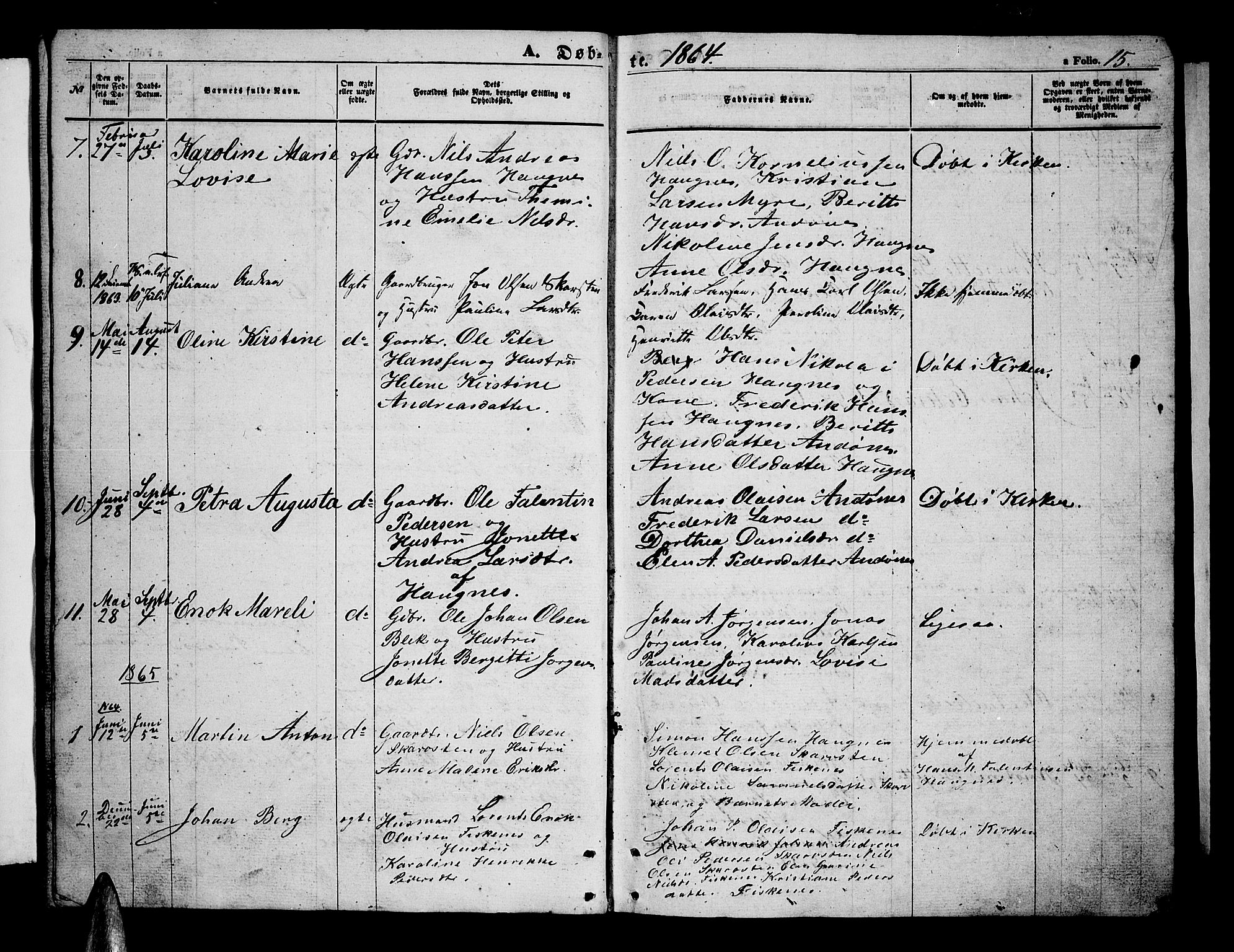 Ministerialprotokoller, klokkerbøker og fødselsregistre - Nordland, SAT/A-1459/899/L1447: Parish register (copy) no. 899C02, 1855-1886, p. 15