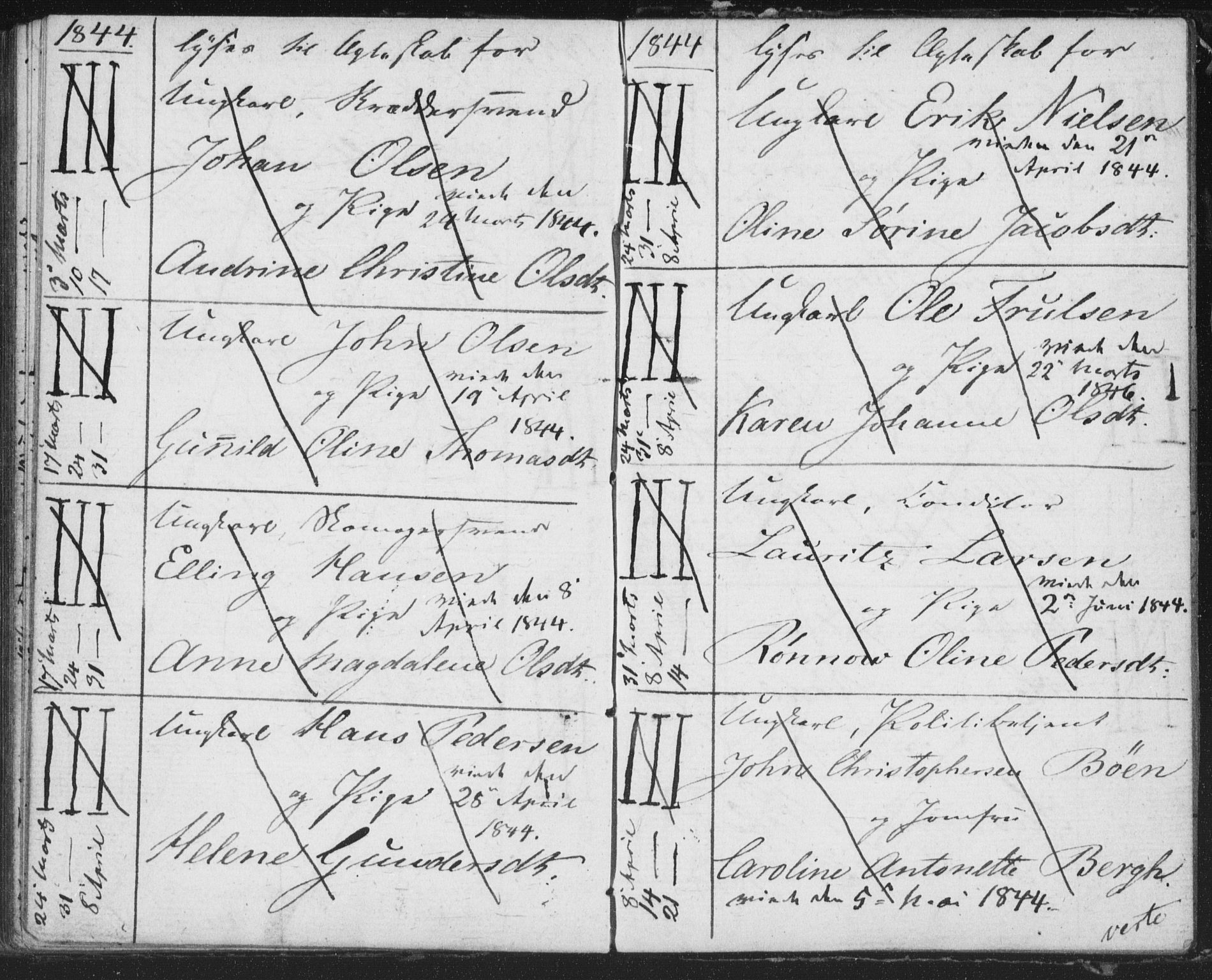 Bragernes kirkebøker, SAKO/A-6/H/Ha/L0002: Banns register no. 2, 1832-1846