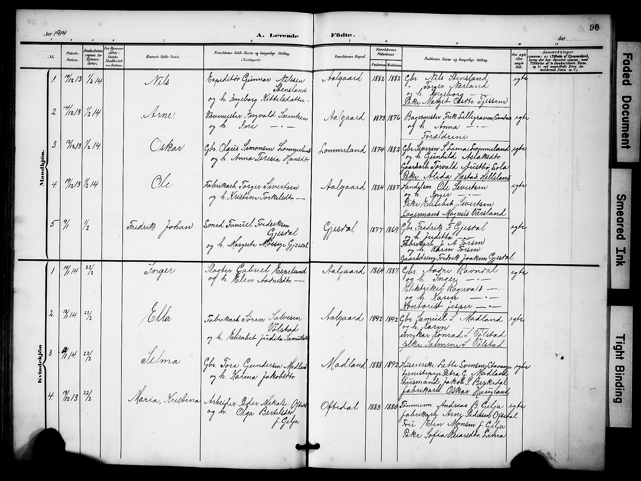 Lye sokneprestkontor, SAST/A-101794/001/30BB/L0009: Parish register (copy) no. B 9, 1902-1923, p. 90