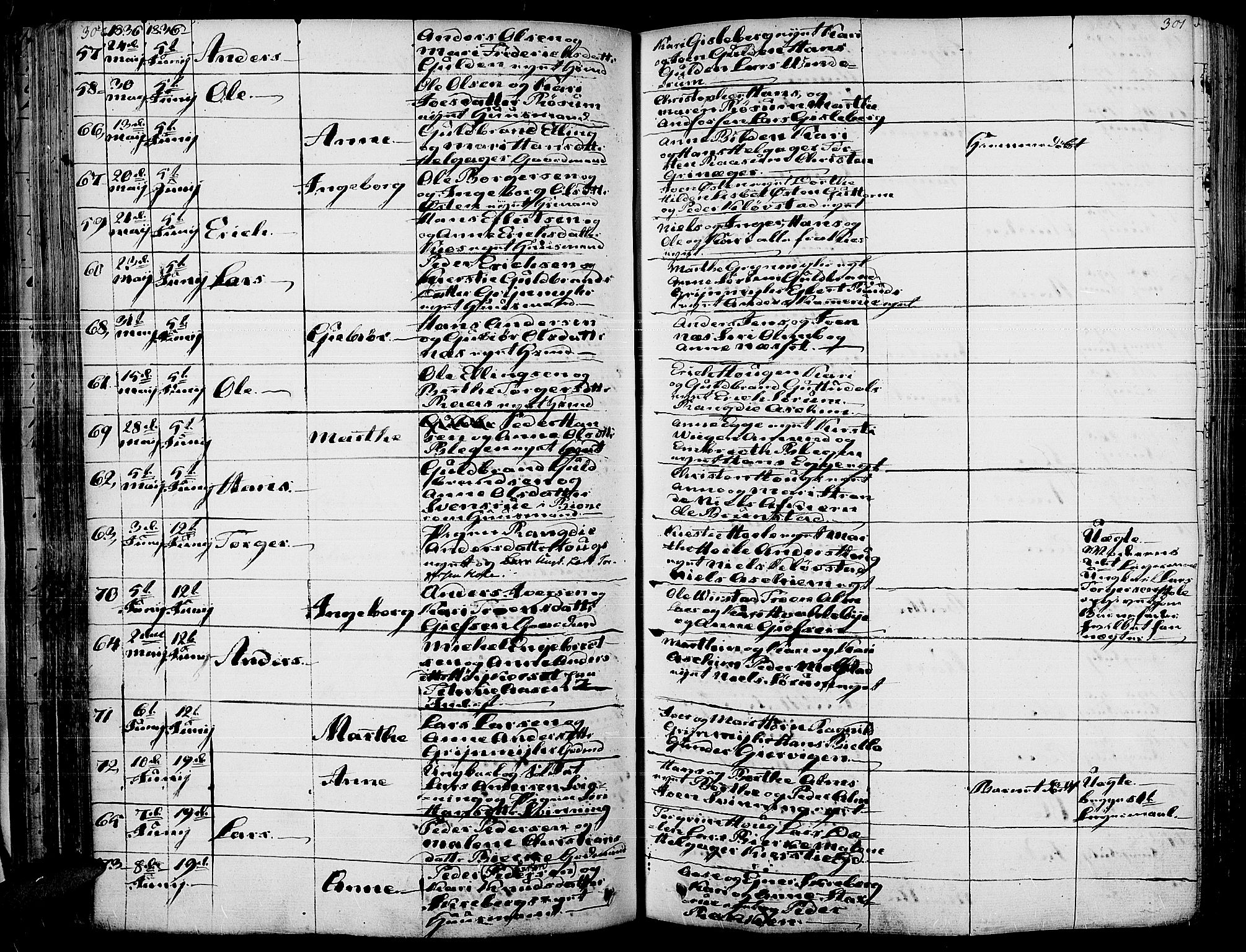 Gran prestekontor, AV/SAH-PREST-112/H/Ha/Haa/L0010: Parish register (official) no. 10, 1824-1842, p. 300-301