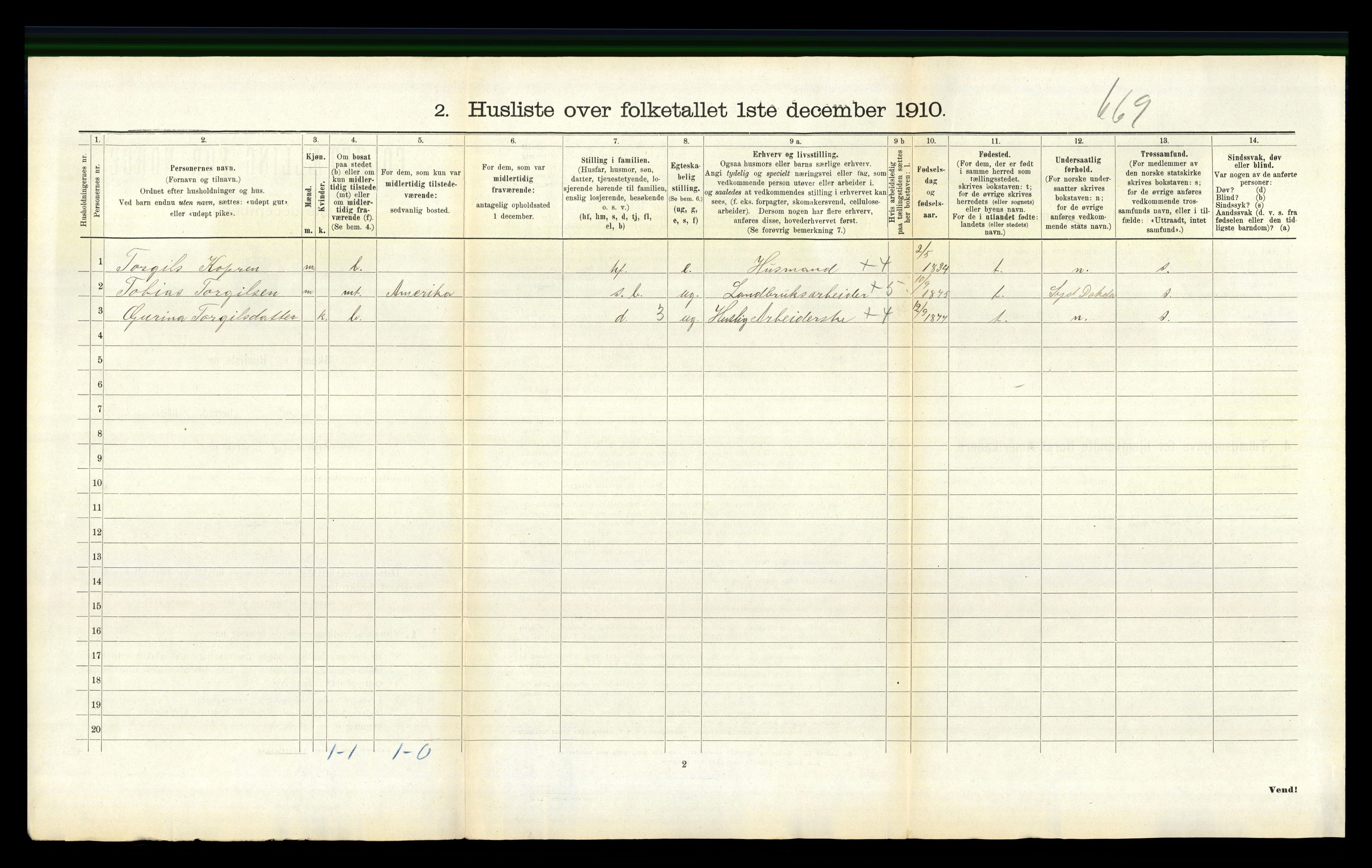 RA, 1910 census for Jondal, 1910, p. 287