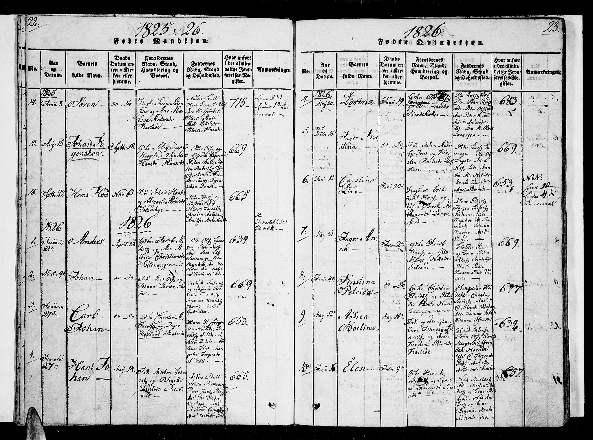 Karlsøy sokneprestembete, SATØ/S-1299/H/Ha/Haa/L0002kirke: Parish register (official) no. 2, 1823-1842, p. 22-23