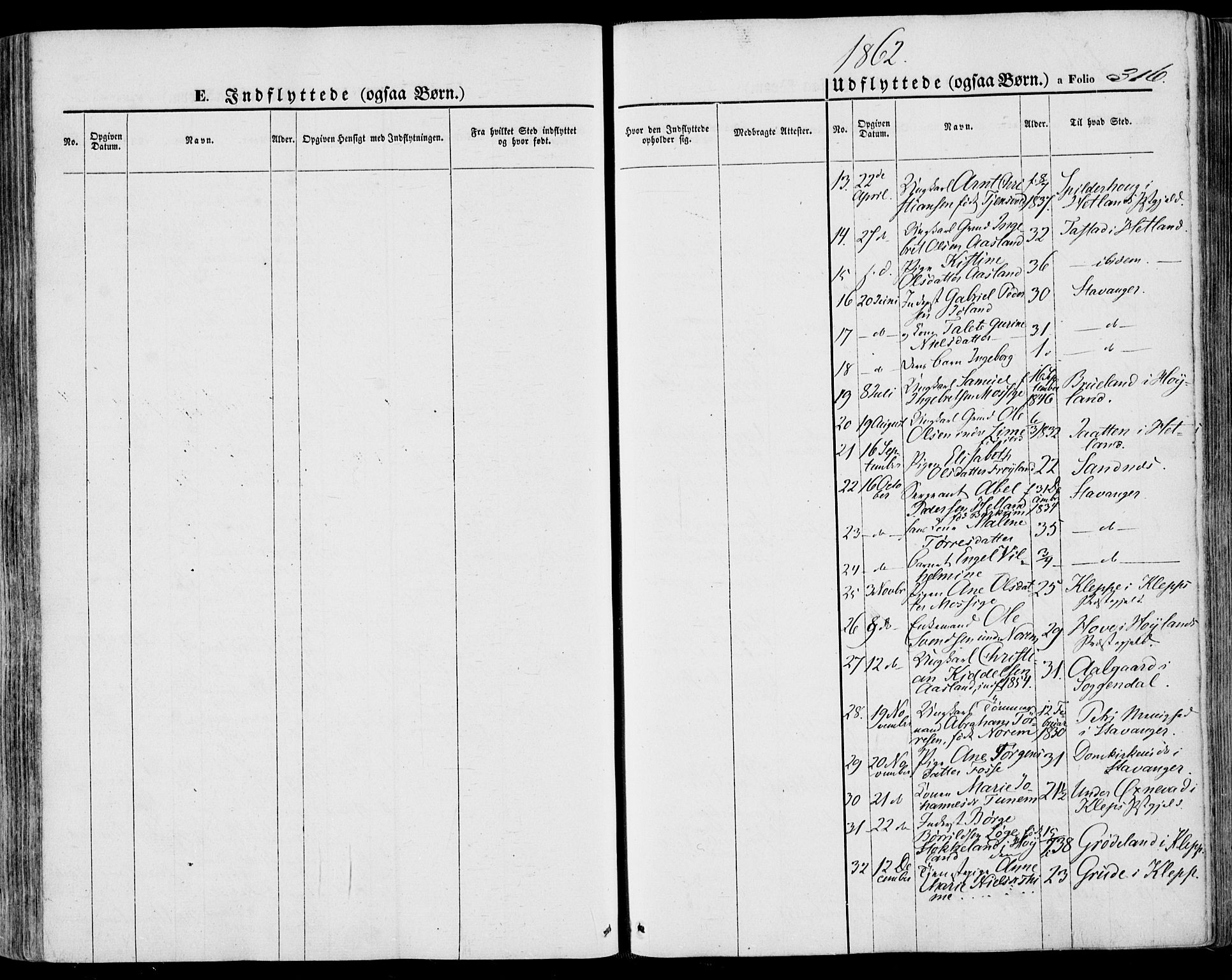 Lye sokneprestkontor, SAST/A-101794/001/30BA/L0007: Parish register (official) no. A 6, 1856-1871, p. 316