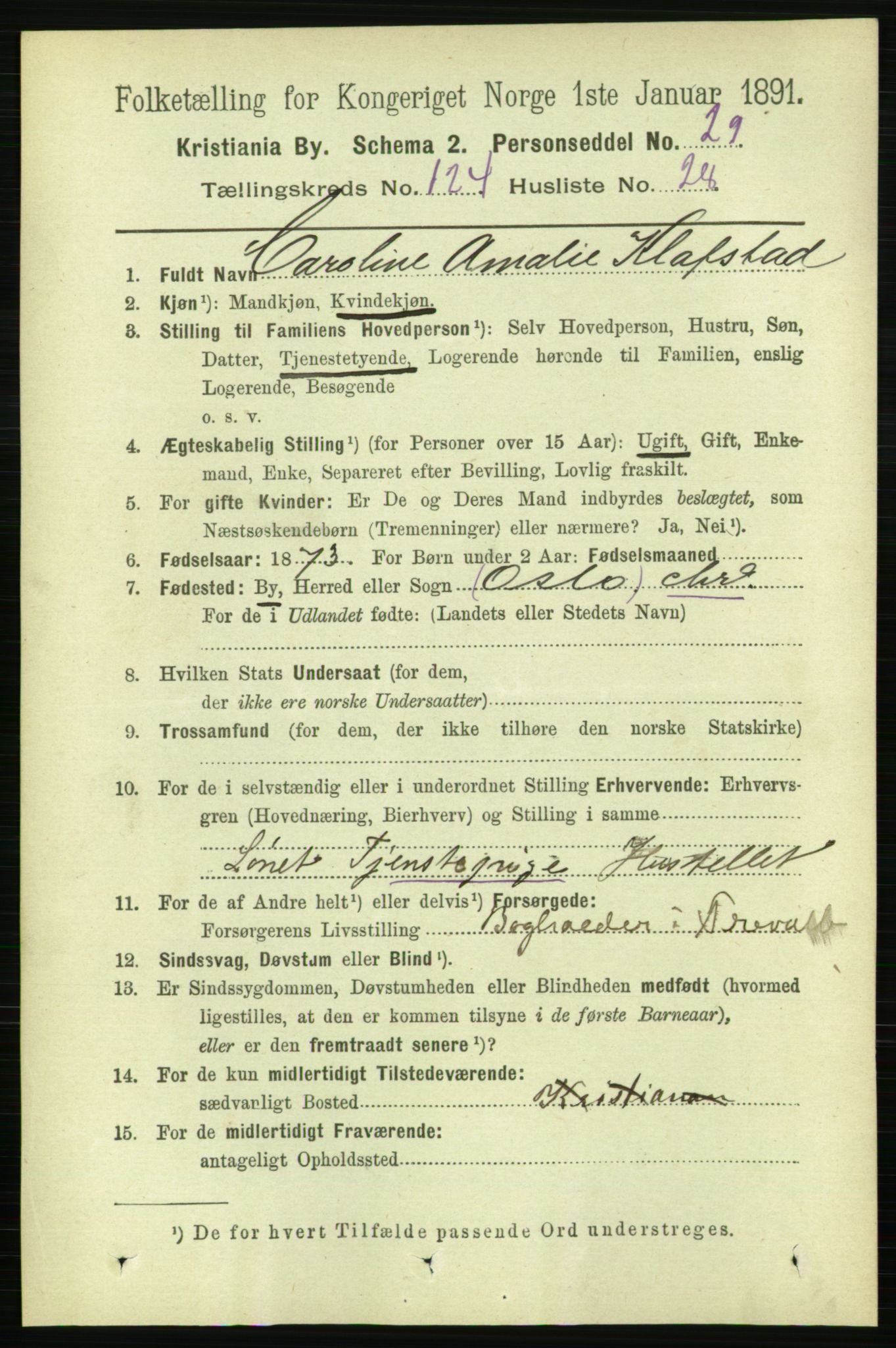 RA, 1891 census for 0301 Kristiania, 1891, p. 66062
