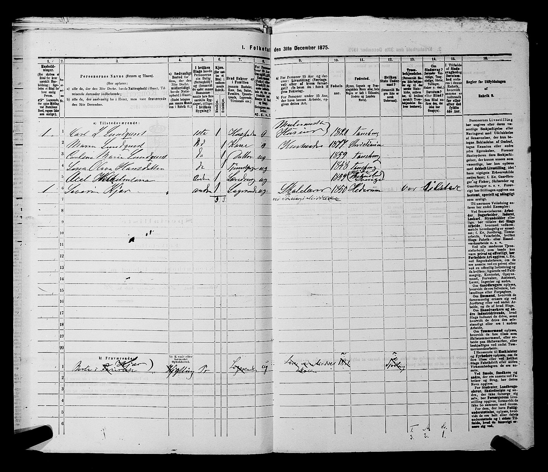 SAKO, 1875 census for 0705P Tønsberg, 1875, p. 296