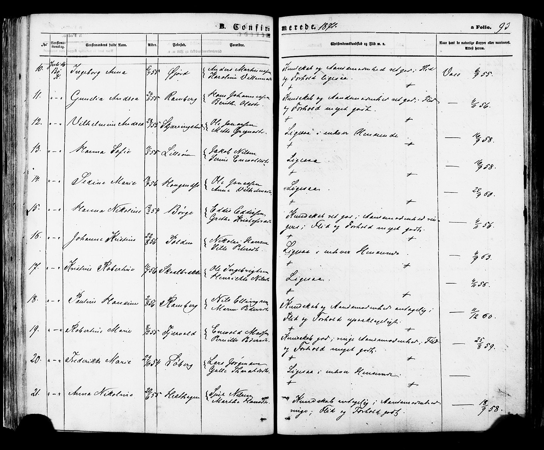 Ministerialprotokoller, klokkerbøker og fødselsregistre - Nordland, AV/SAT-A-1459/891/L1301: Parish register (official) no. 891A06, 1870-1878, p. 93