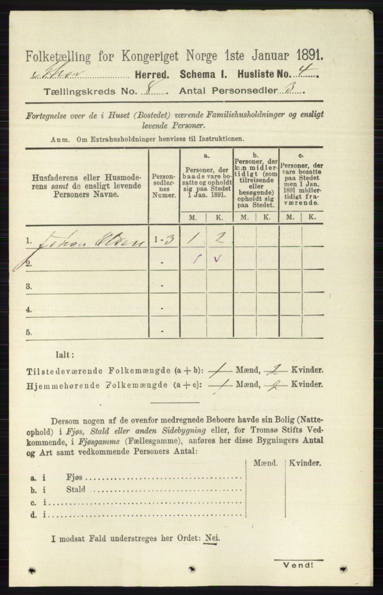 RA, 1891 census for 0613 Norderhov, 1891, p. 5393