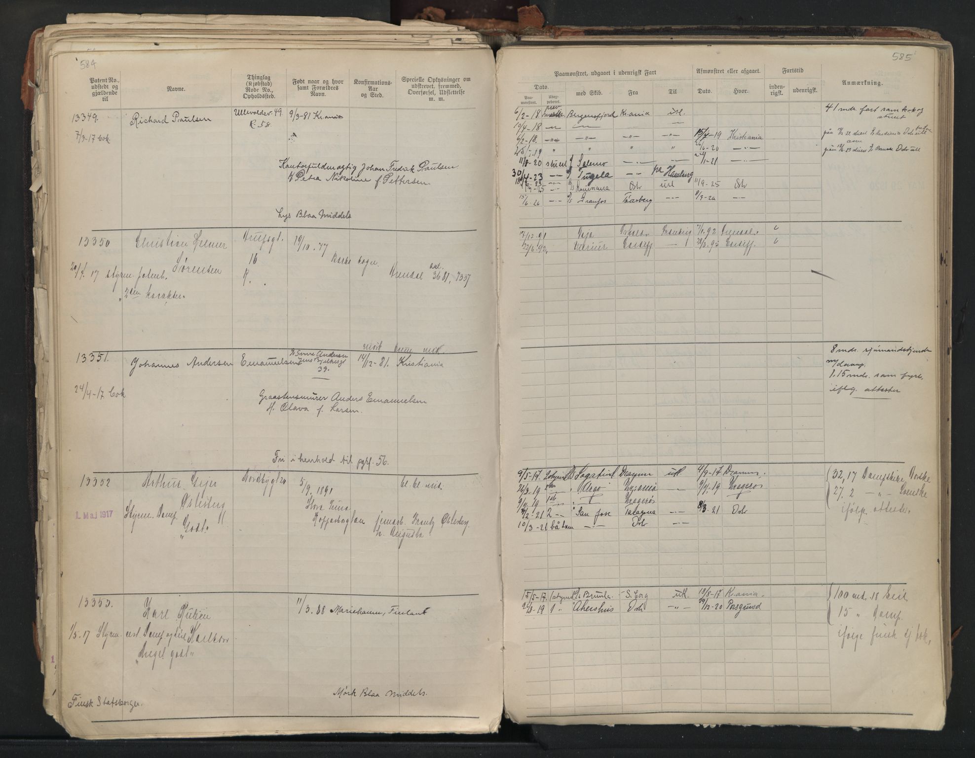 Oslo sjømannskontor, AV/SAO-A-10595/F/Fb/L0001: Annotasjonsrulle, 1908-1938, p. 584-585