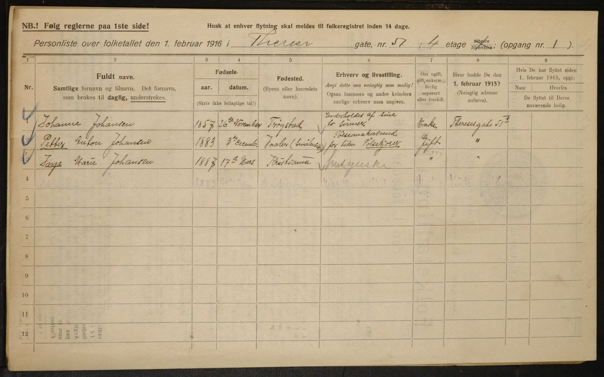 OBA, Municipal Census 1916 for Kristiania, 1916, p. 111838