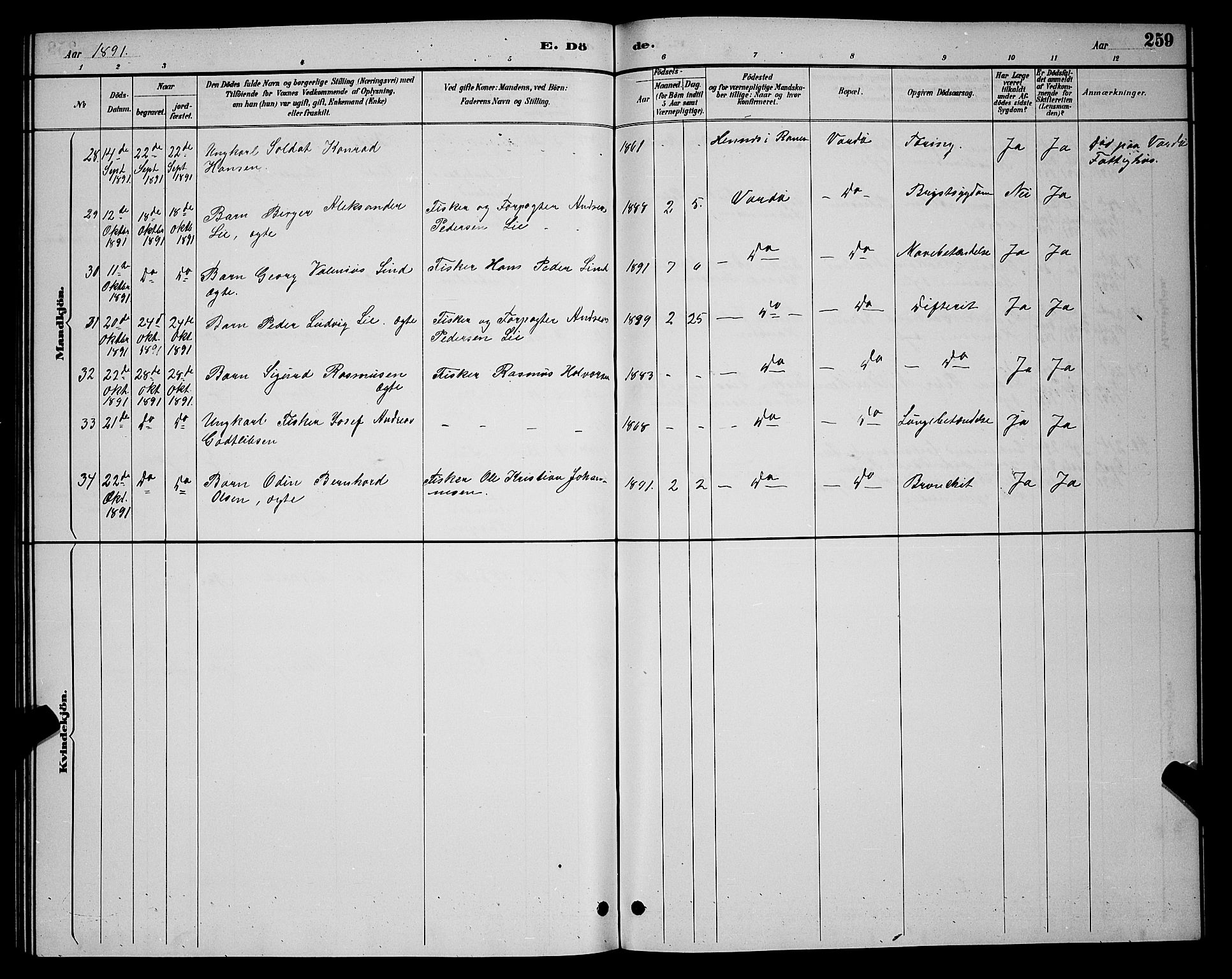 Vardø sokneprestkontor, AV/SATØ-S-1332/H/Hb/L0005klokker: Parish register (copy) no. 5, 1887-1892, p. 259