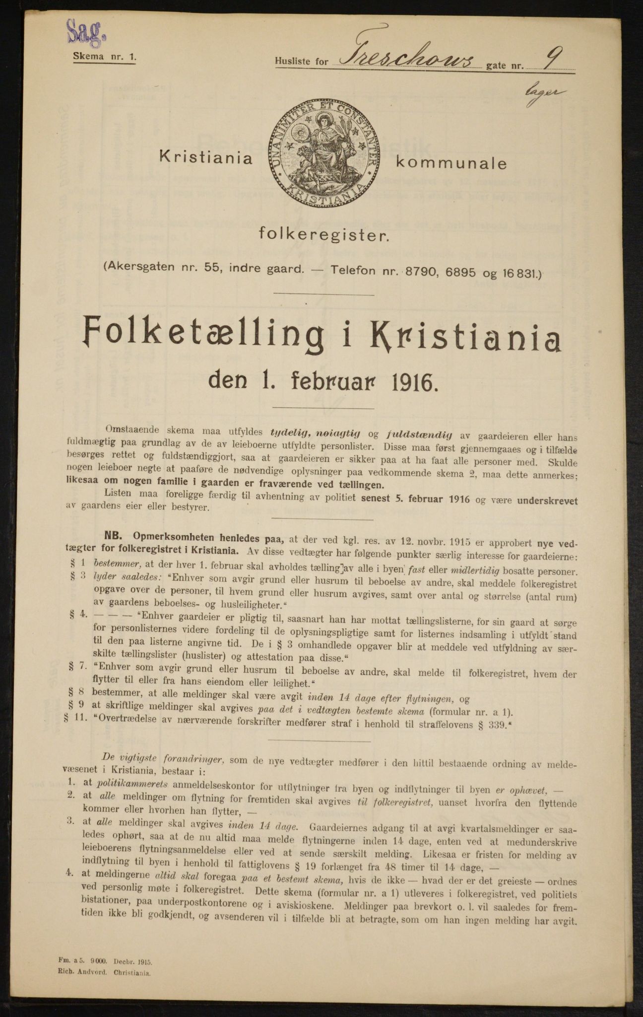 OBA, Municipal Census 1916 for Kristiania, 1916, p. 118770