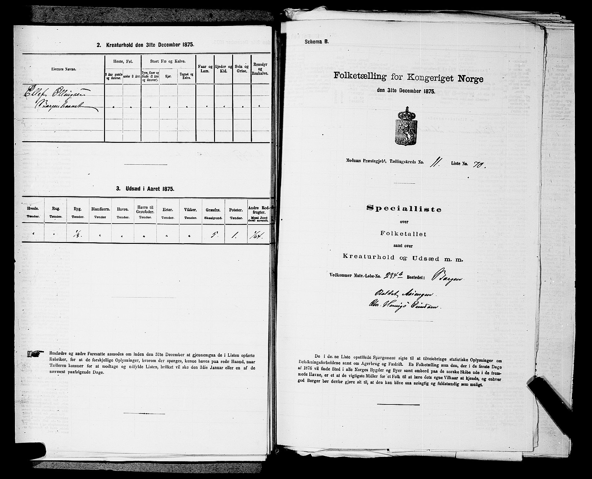 SAKO, 1875 census for 0623P Modum, 1875, p. 1423