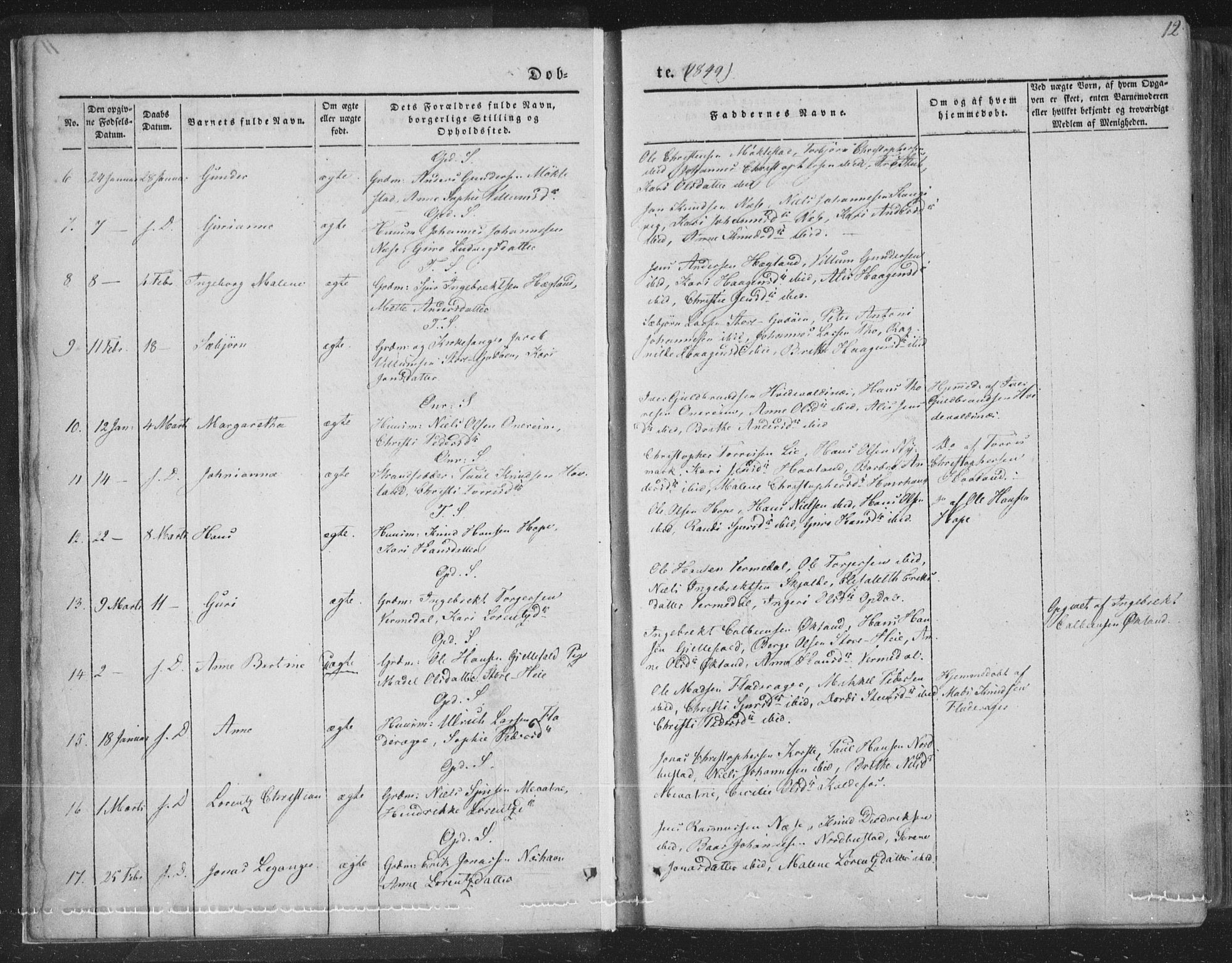 Tysnes sokneprestembete, AV/SAB-A-78601/H/Haa: Parish register (official) no. A 10, 1848-1859, p. 12