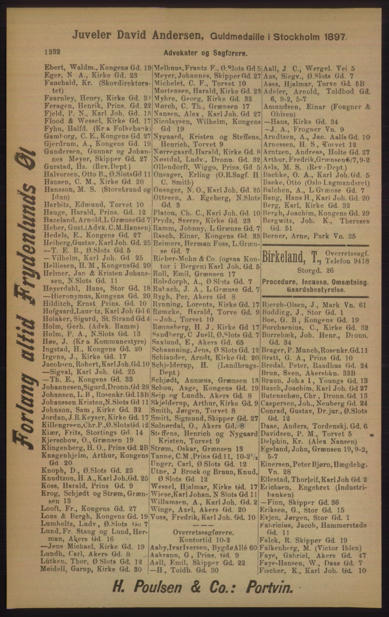 Kristiania/Oslo adressebok, PUBL/-, 1905, p. 1332