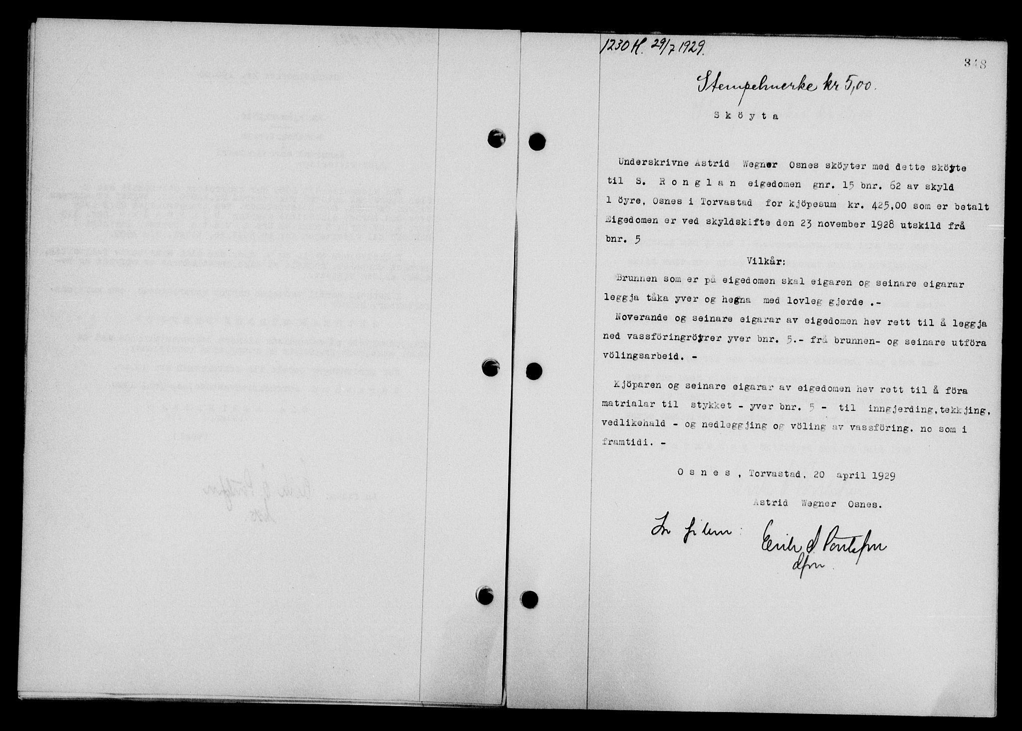 Karmsund sorenskriveri, SAST/A-100311/01/II/IIB/L0055: Mortgage book no. 36, 1929-1929, Deed date: 29.07.1929
