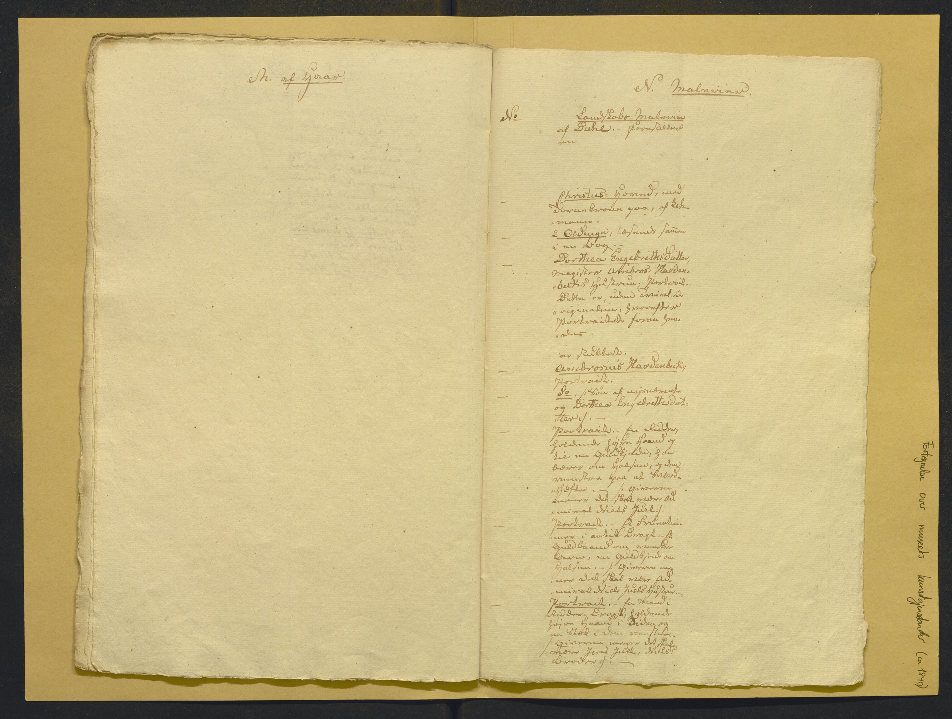 Bergens Museum, AV/SAB-A-17301/02/F/L0001: Kataloger over gjenstander og pergamentbrev , 1825-1880, p. 94