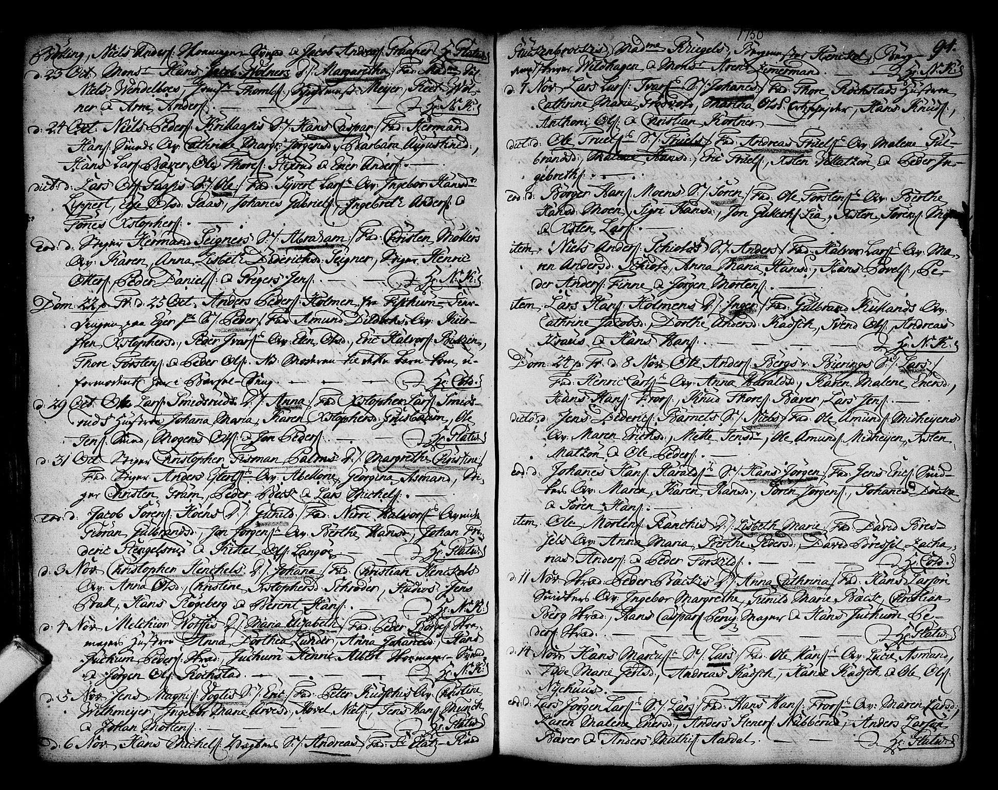 Kongsberg kirkebøker, AV/SAKO-A-22/F/Fa/L0003: Parish register (official) no. I 3, 1744-1755, p. 94