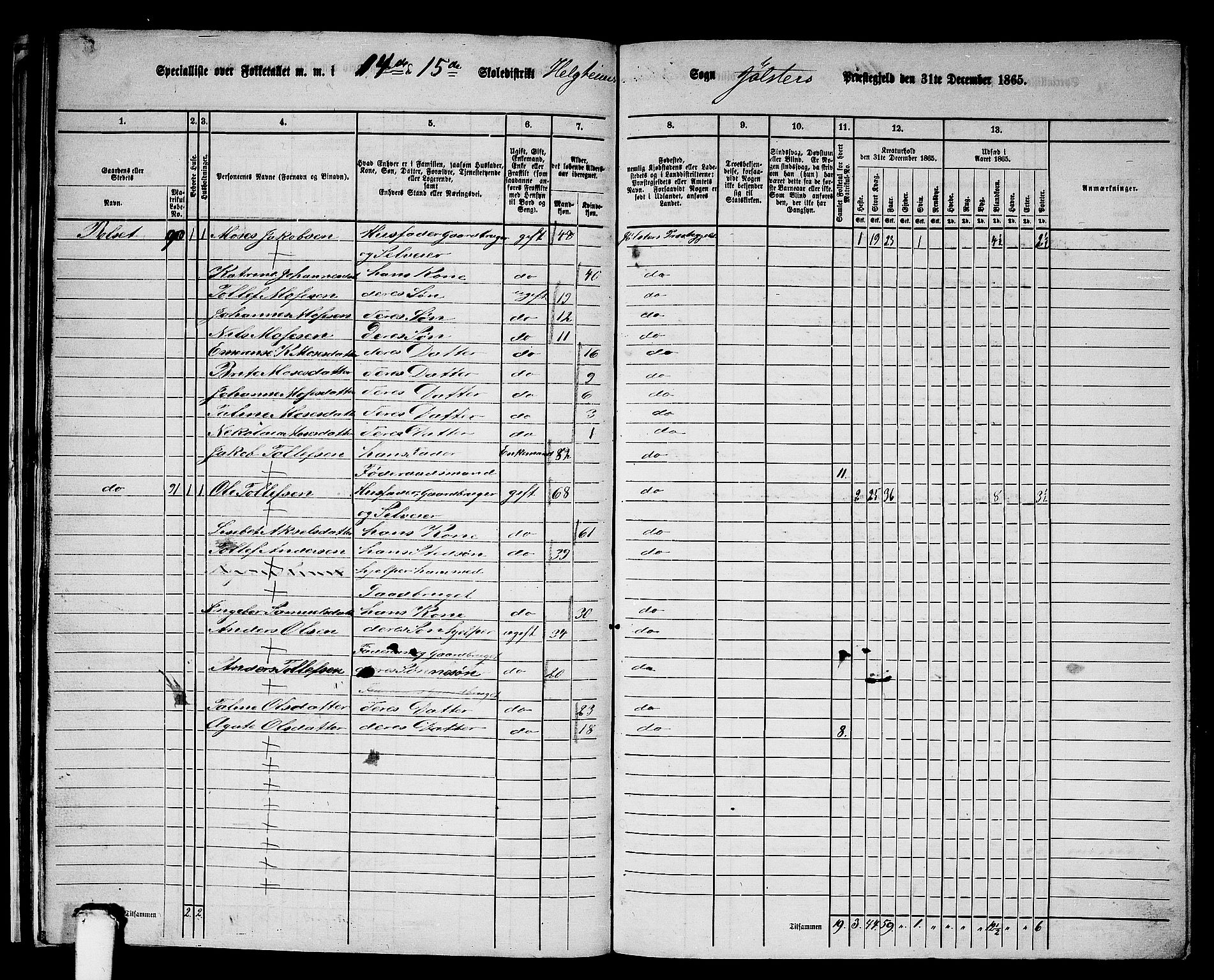 RA, 1865 census for Jølster, 1865, p. 43