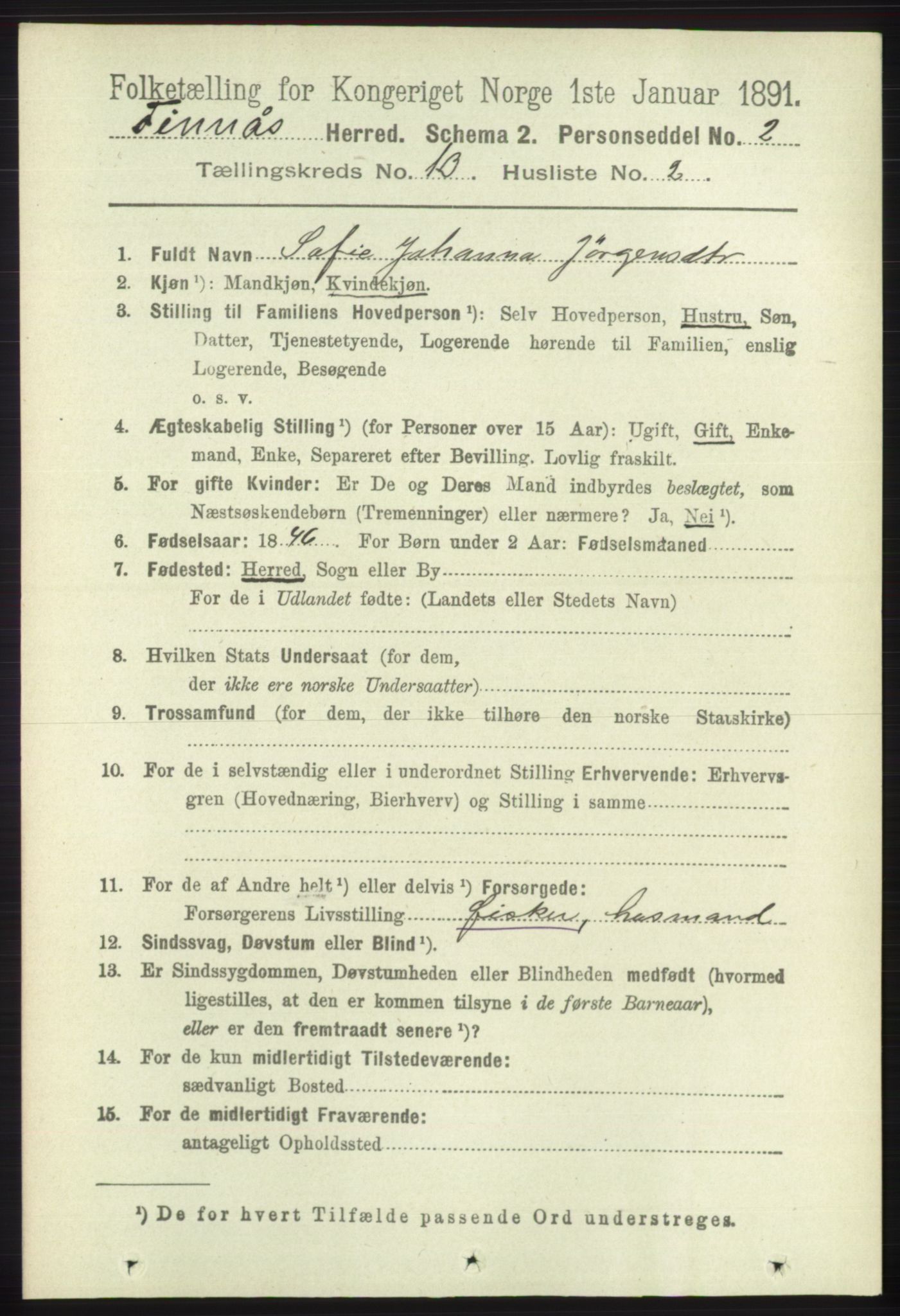 RA, 1891 census for 1218 Finnås, 1891, p. 5594