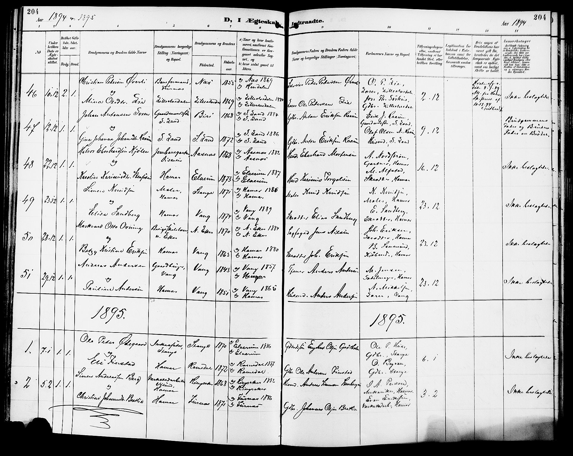 Vang prestekontor, Hedmark, AV/SAH-PREST-008/H/Ha/Haa/L0017: Parish register (official) no. 17, 1890-1899, p. 204