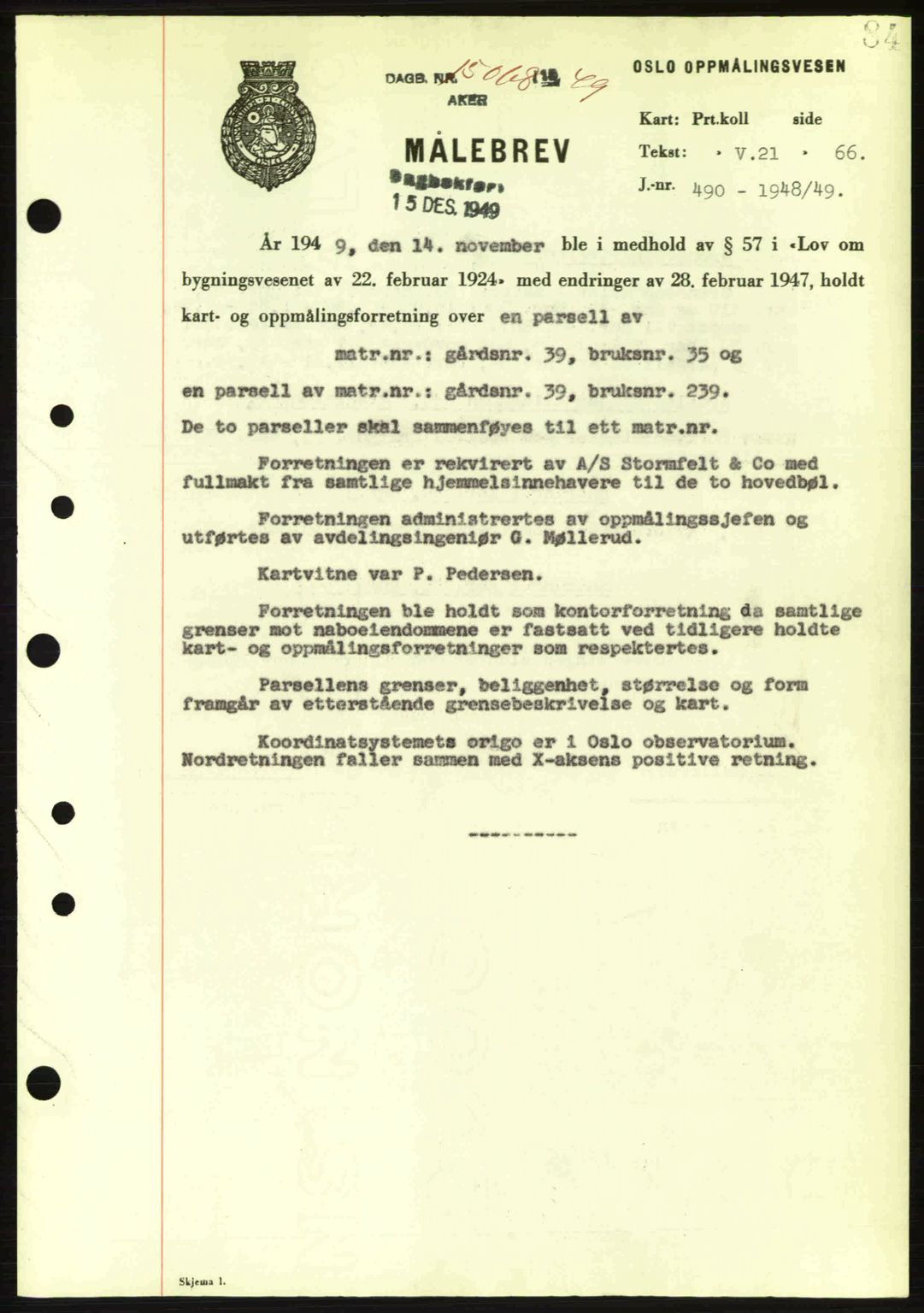 Oslo byskriverembete, AV/SAO-A-10227/G/Gb/Gbd/Gbda/L0017: Mortgage book no. A215, 1949-1950, Diary no: : 15068/1949