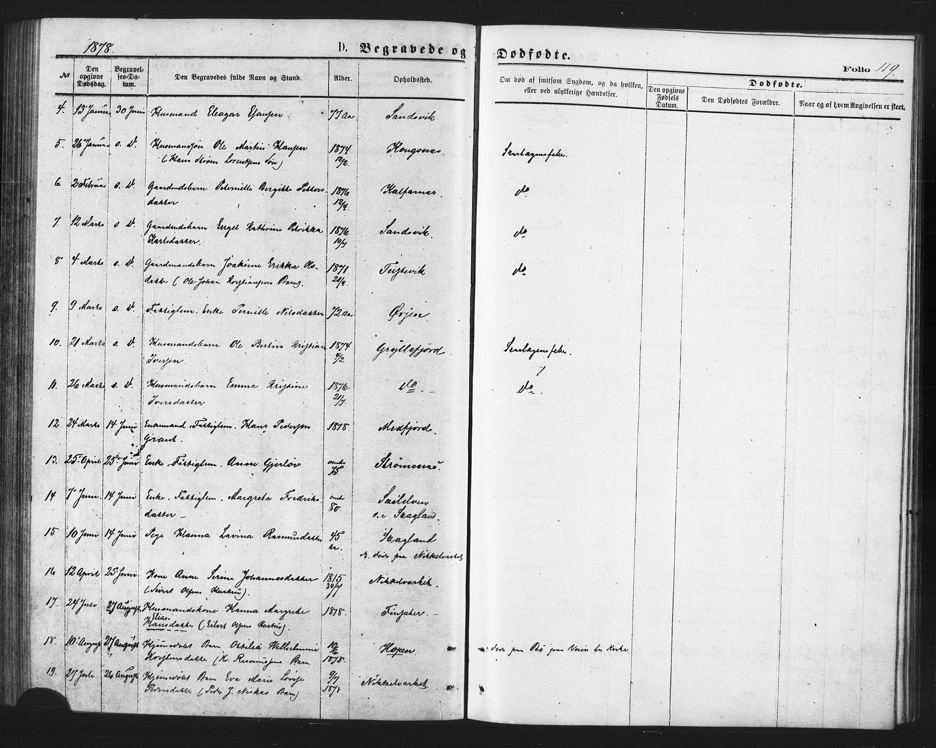 Berg sokneprestkontor, AV/SATØ-S-1318/G/Ga/Gaa/L0003kirke: Parish register (official) no. 3, 1872-1879, p. 119