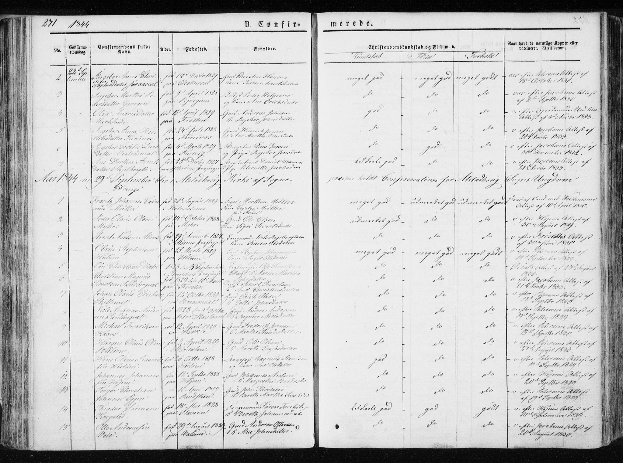 Ministerialprotokoller, klokkerbøker og fødselsregistre - Nord-Trøndelag, SAT/A-1458/717/L0154: Parish register (official) no. 717A06 /1, 1836-1849, p. 271
