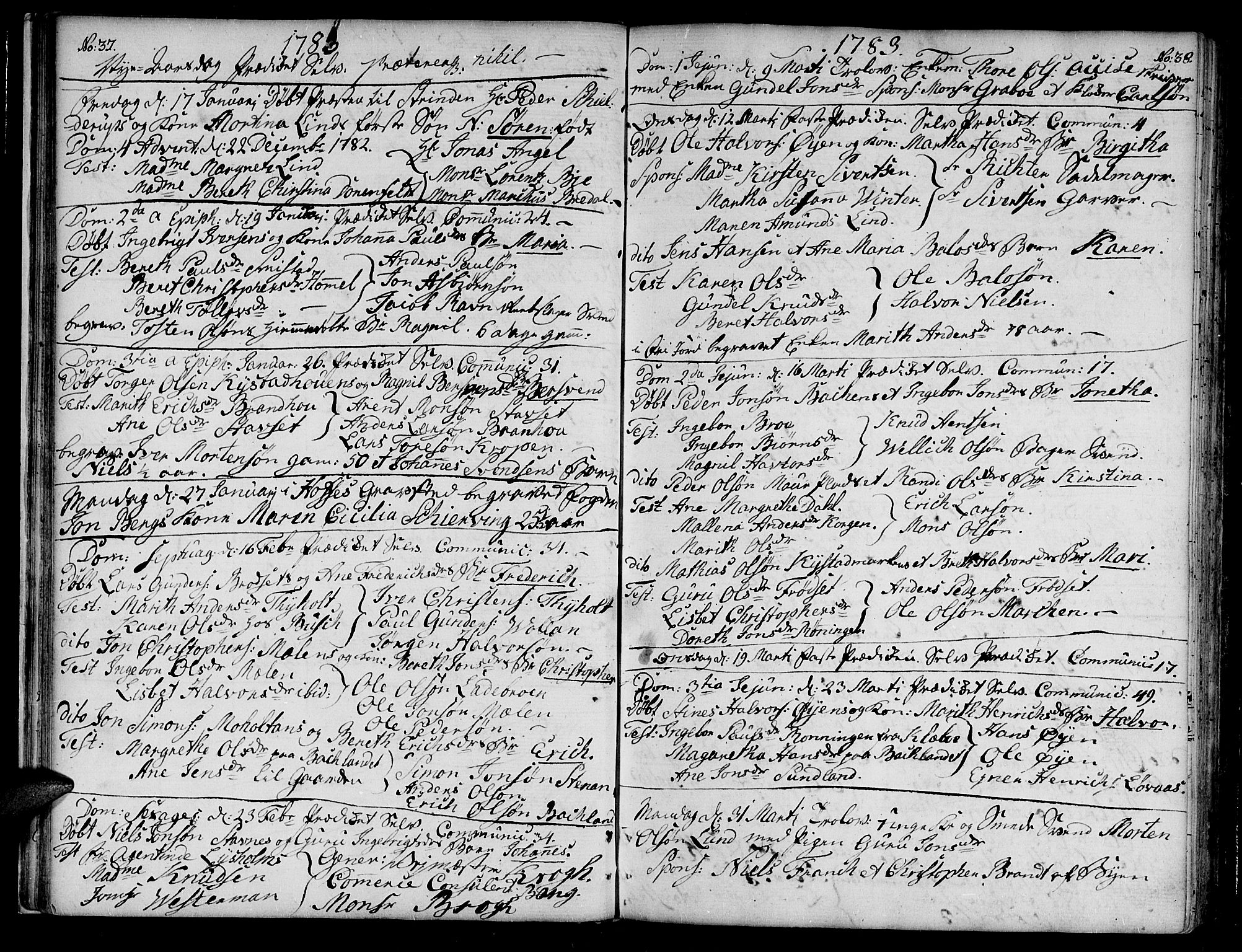 Ministerialprotokoller, klokkerbøker og fødselsregistre - Sør-Trøndelag, SAT/A-1456/604/L0180: Parish register (official) no. 604A01, 1780-1797, p. 37-38