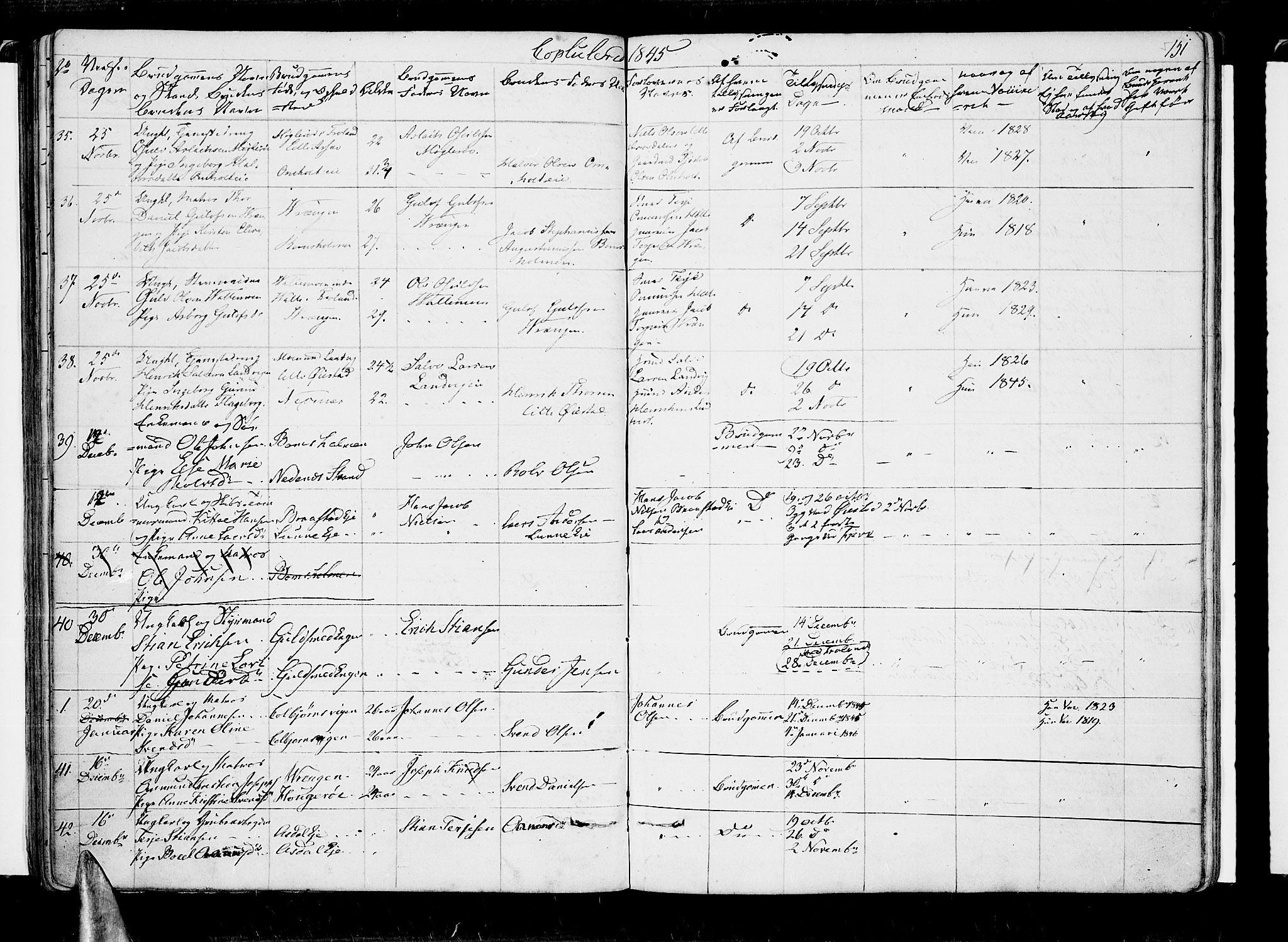 Øyestad sokneprestkontor, SAK/1111-0049/F/Fb/L0006: Parish register (copy) no. B 6, 1843-1854, p. 151