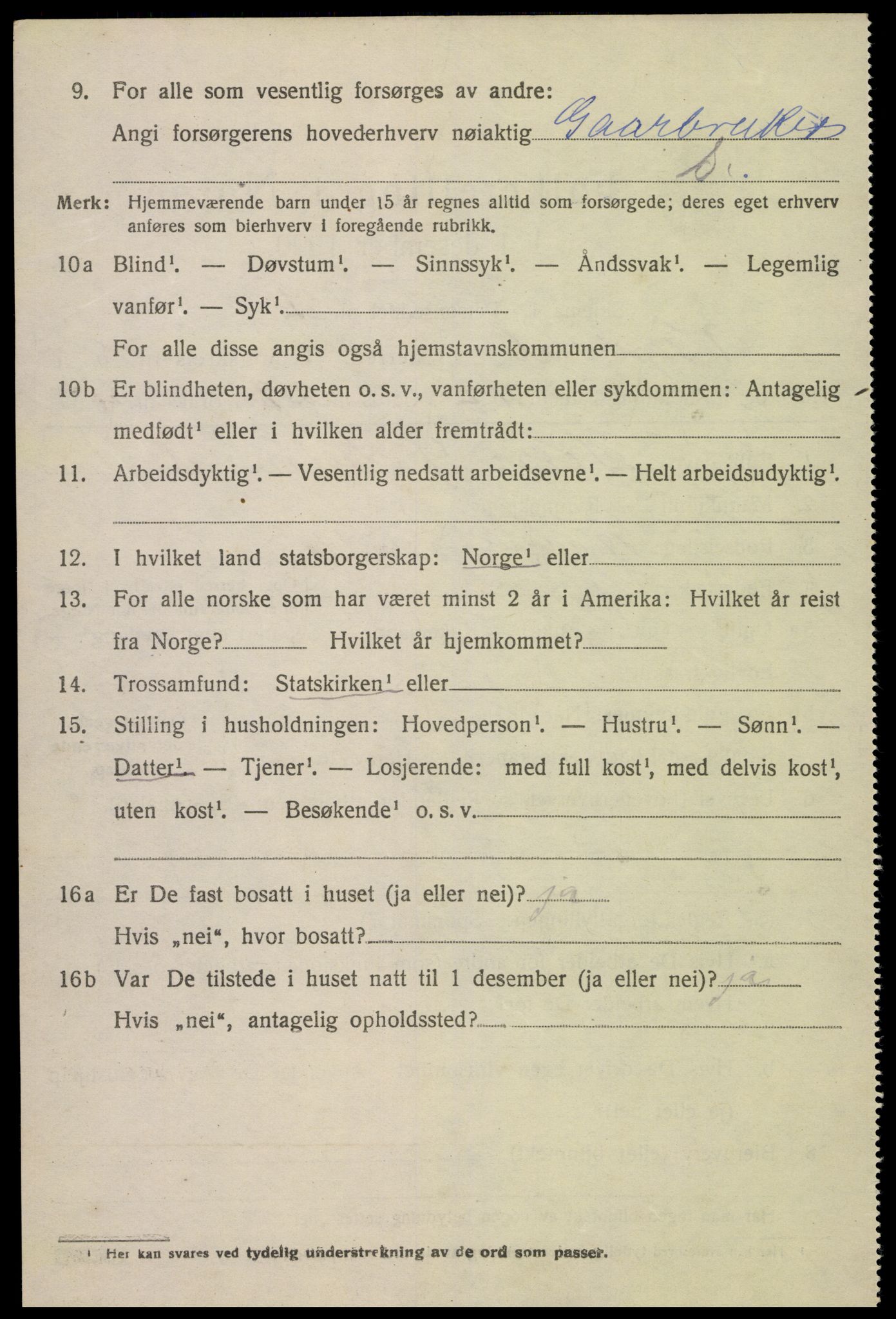 SAK, 1920 census for Vegusdal, 1920, p. 1934