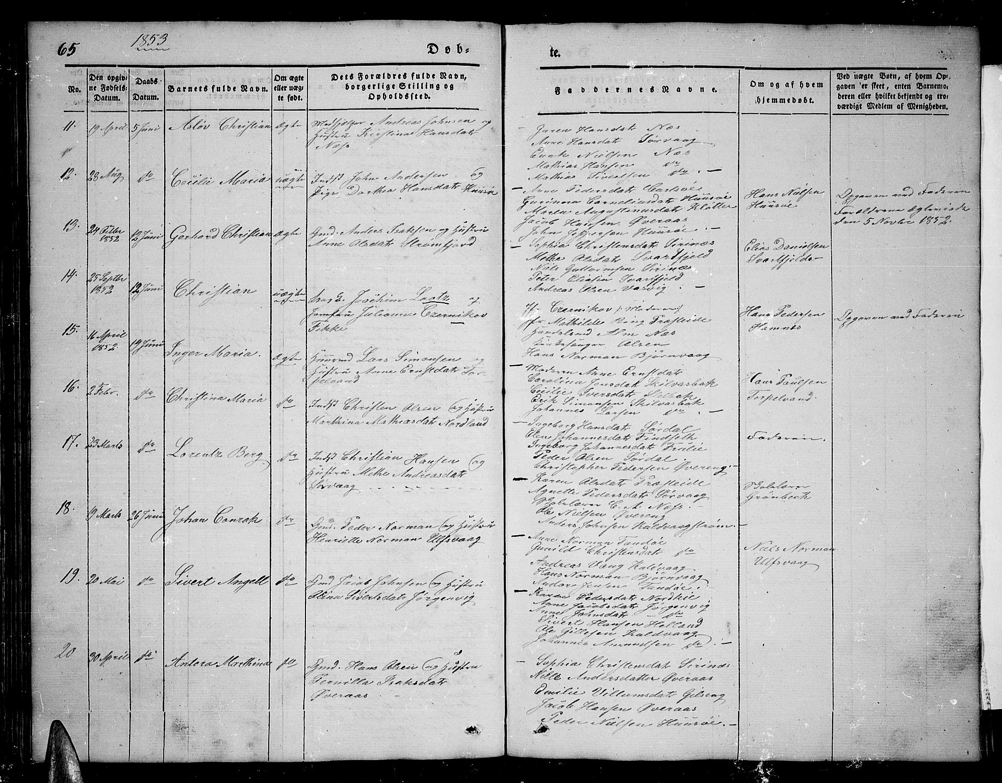 Ministerialprotokoller, klokkerbøker og fødselsregistre - Nordland, SAT/A-1459/859/L0856: Parish register (copy) no. 859C02, 1843-1854, p. 65