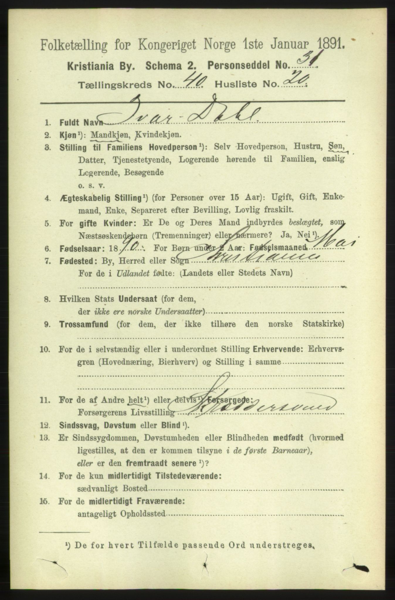 RA, 1891 census for 0301 Kristiania, 1891, p. 23470
