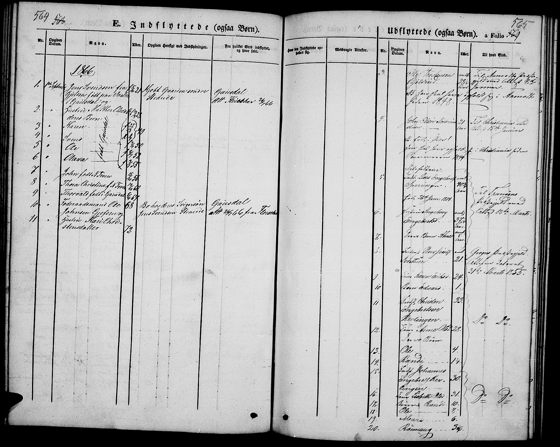 Ringebu prestekontor, SAH/PREST-082/H/Ha/Hab/L0003: Parish register (copy) no. 3, 1854-1866, p. 564-565