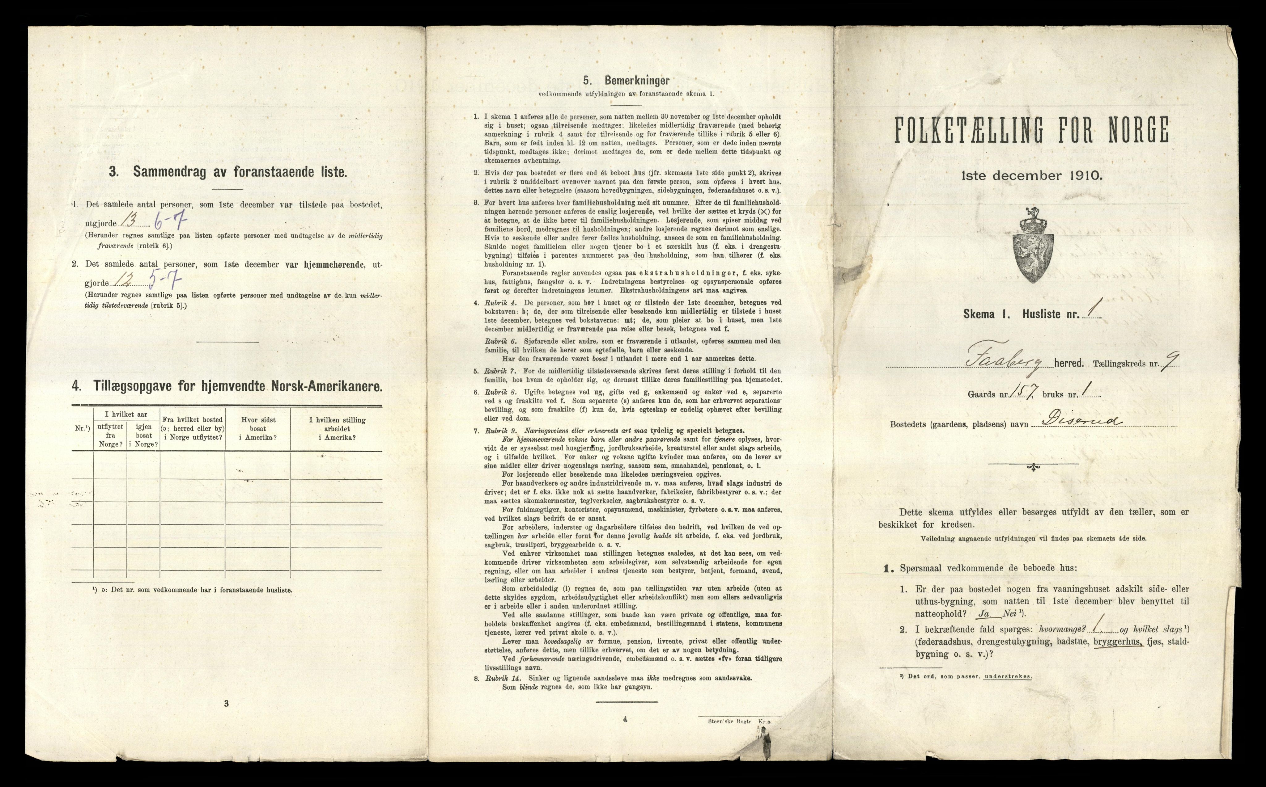 RA, 1910 census for Fåberg, 1910, p. 890