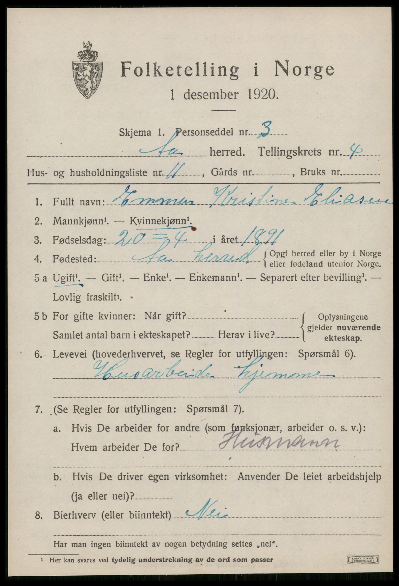 SAT, 1920 census for Å, 1920, p. 2208