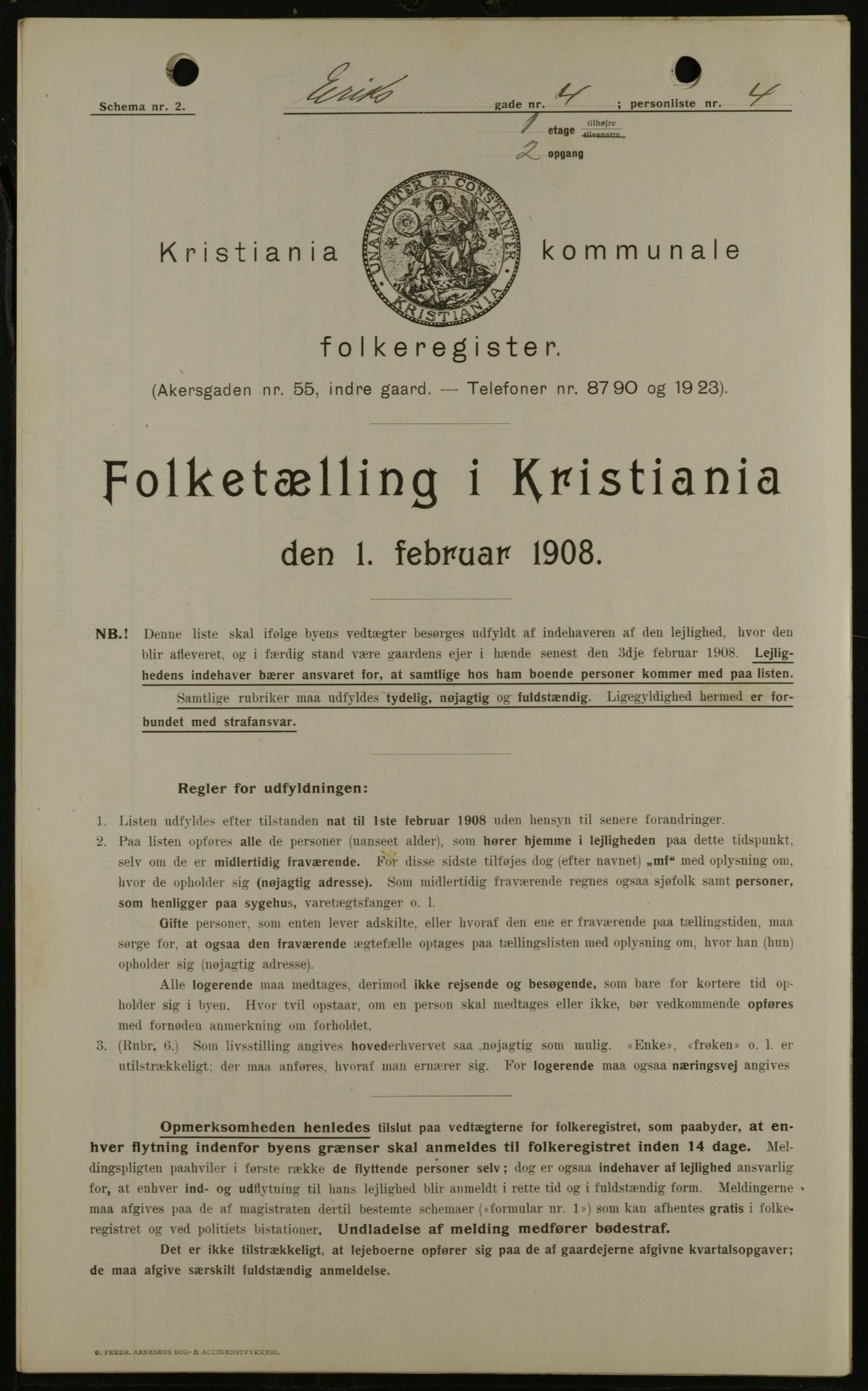 OBA, Municipal Census 1908 for Kristiania, 1908, p. 18001