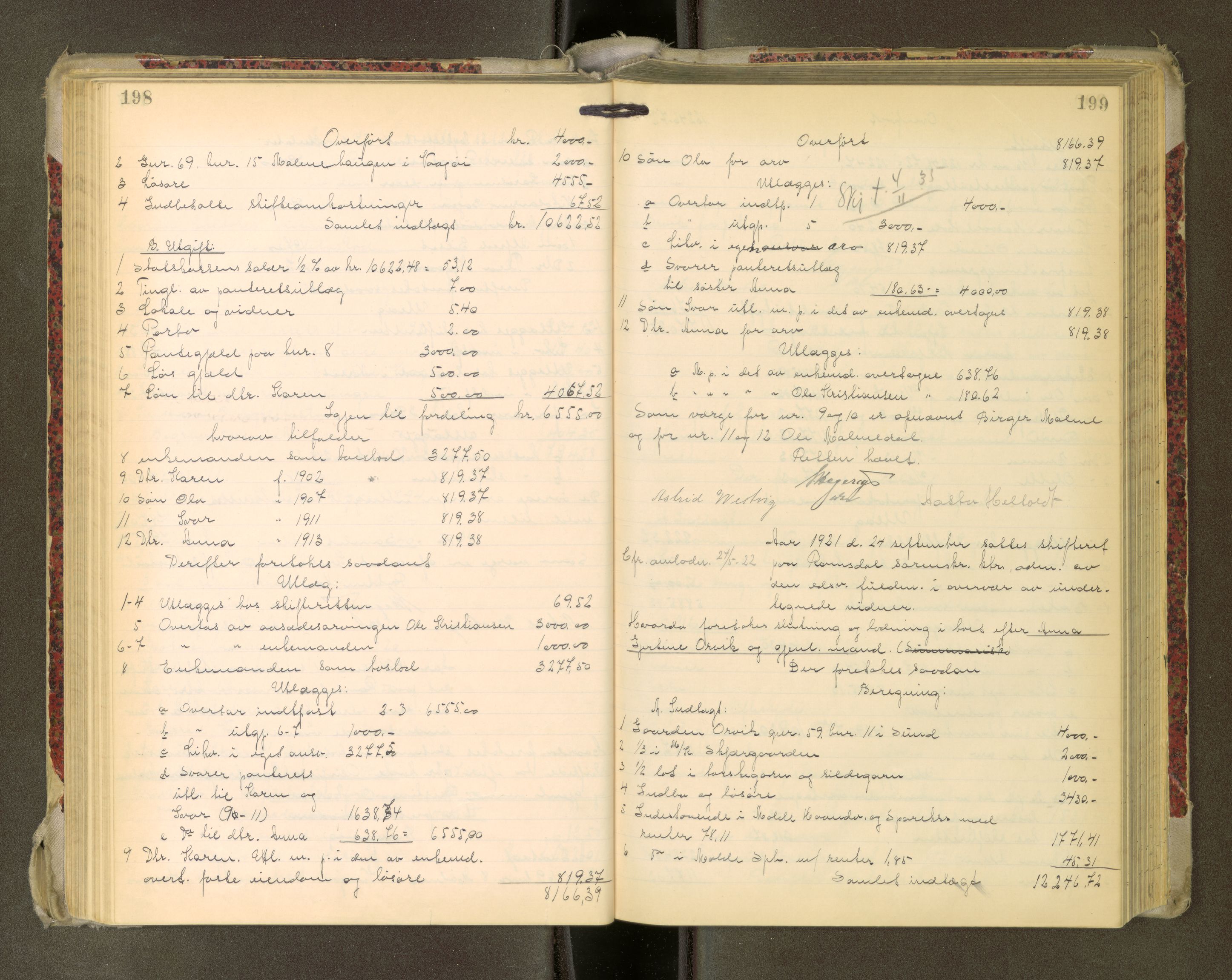 Romsdal sorenskriveri, AV/SAT-A-4149/1/3/3A/L0022: Skifteutlodnings Protokoll, 1920-1924, p. 198-199