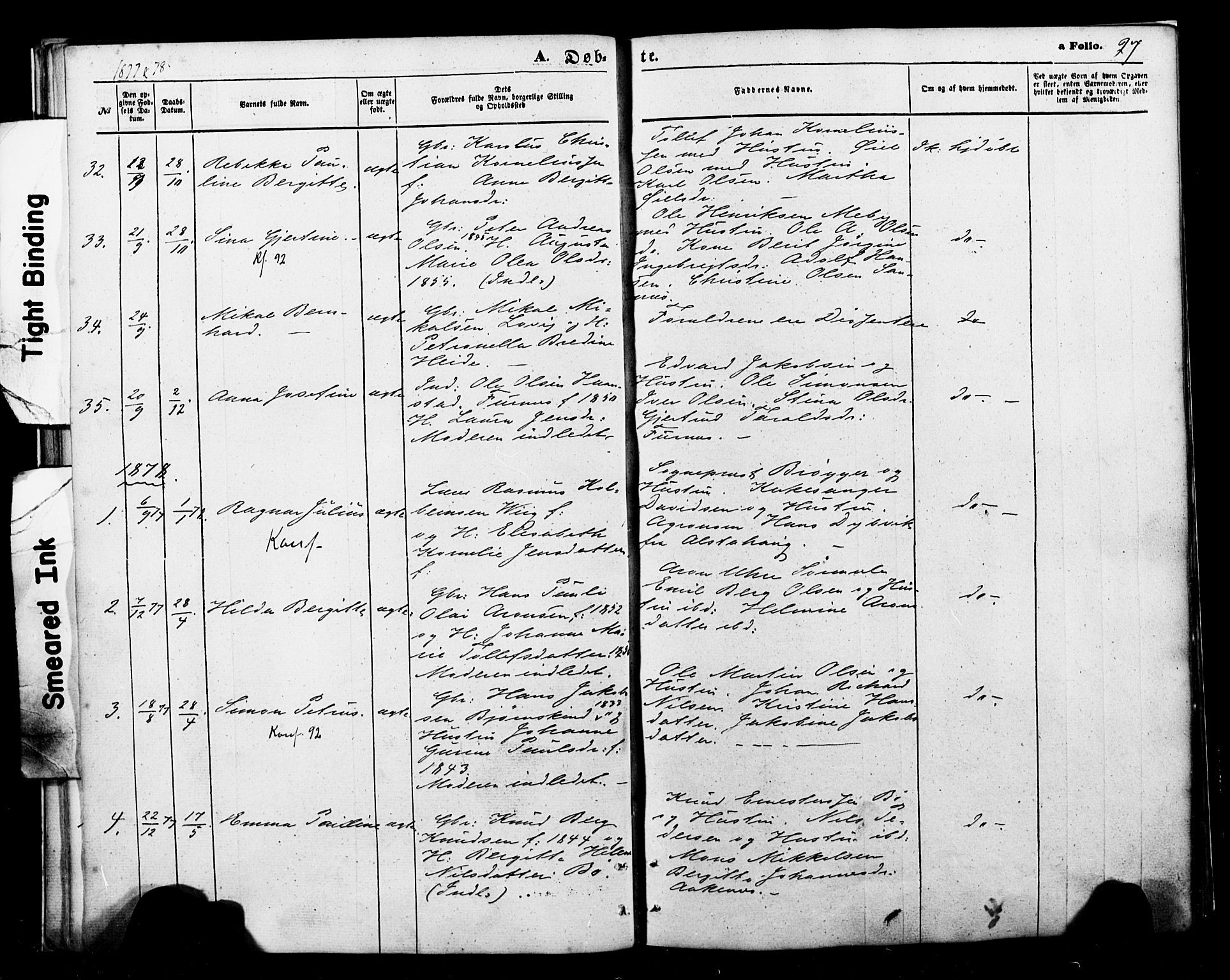 Ministerialprotokoller, klokkerbøker og fødselsregistre - Nordland, AV/SAT-A-1459/898/L1421: Parish register (official) no. 898A01, 1866-1886, p. 27