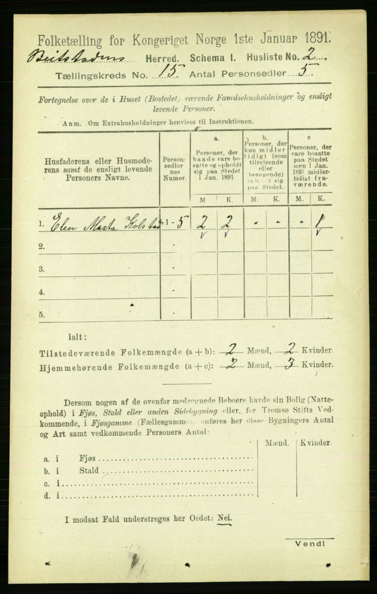 RA, 1891 census for 1727 Beitstad, 1891, p. 3985