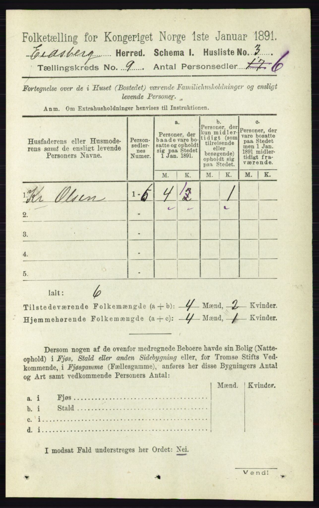 RA, 1891 census for 0125 Eidsberg, 1891, p. 5098