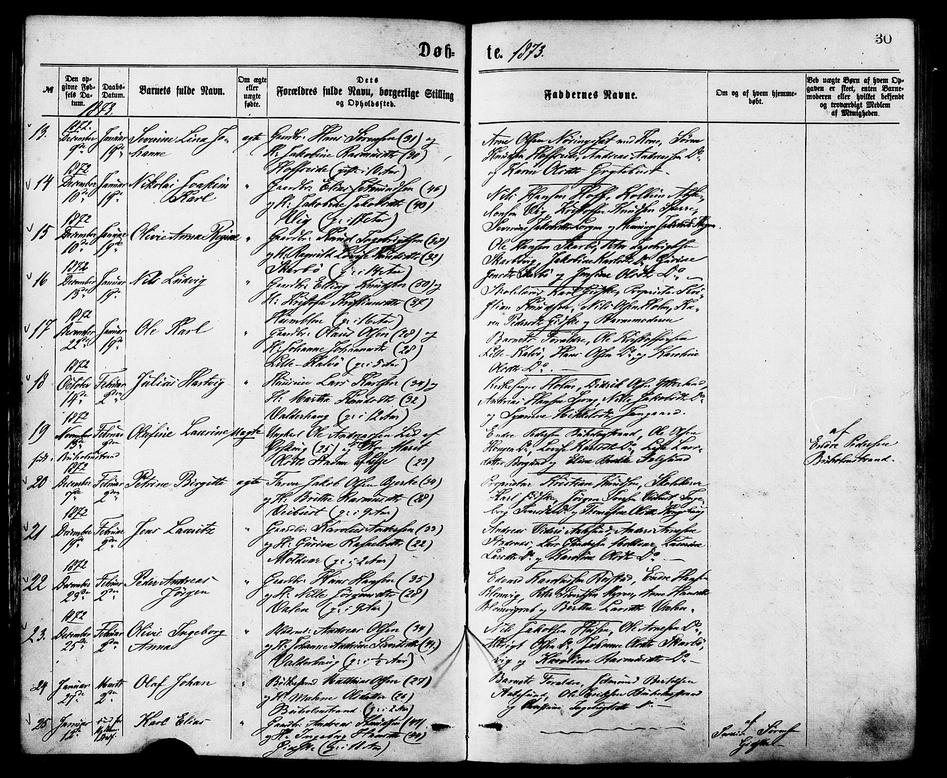 Ministerialprotokoller, klokkerbøker og fødselsregistre - Møre og Romsdal, SAT/A-1454/528/L0400: Parish register (official) no. 528A11, 1871-1879, p. 30