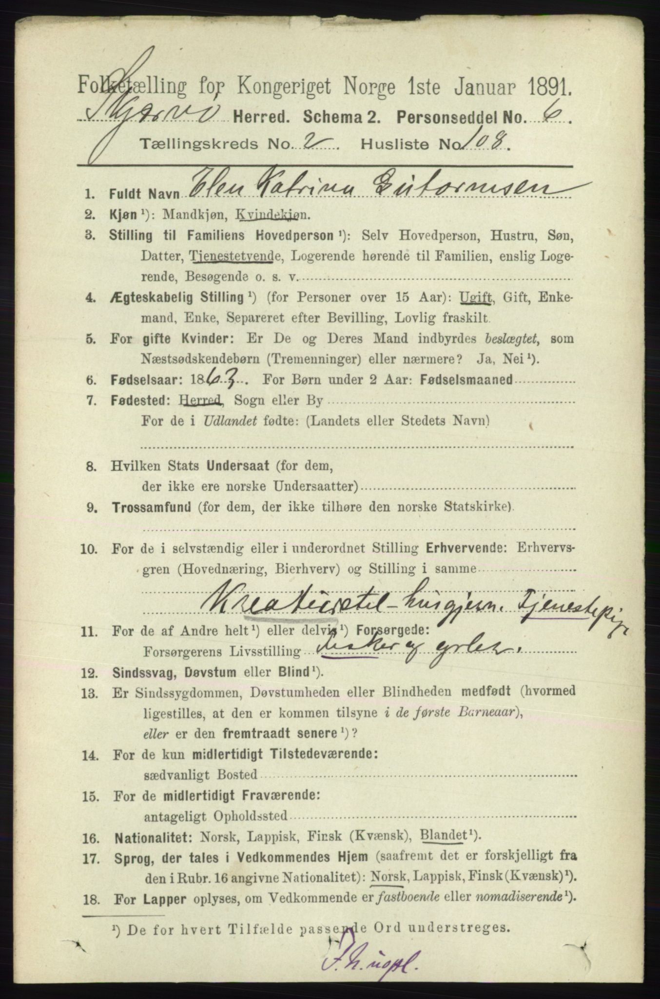 RA, 1891 census for 1941 Skjervøy, 1891, p. 1783