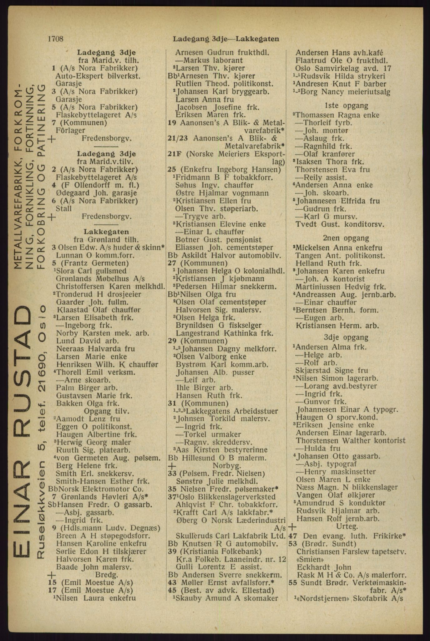 Kristiania/Oslo adressebok, PUBL/-, 1933, p. 1708