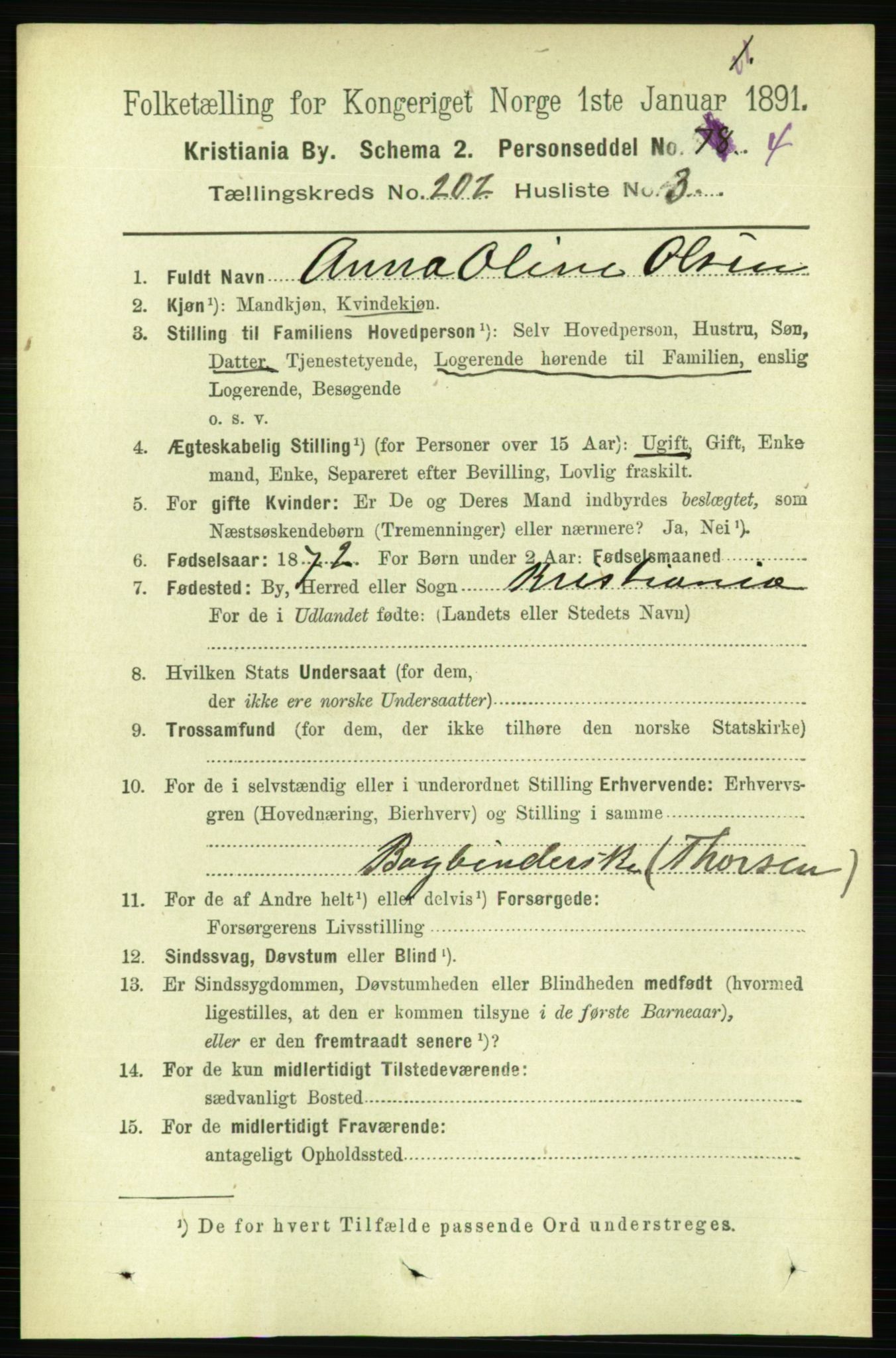 RA, 1891 census for 0301 Kristiania, 1891, p. 121599
