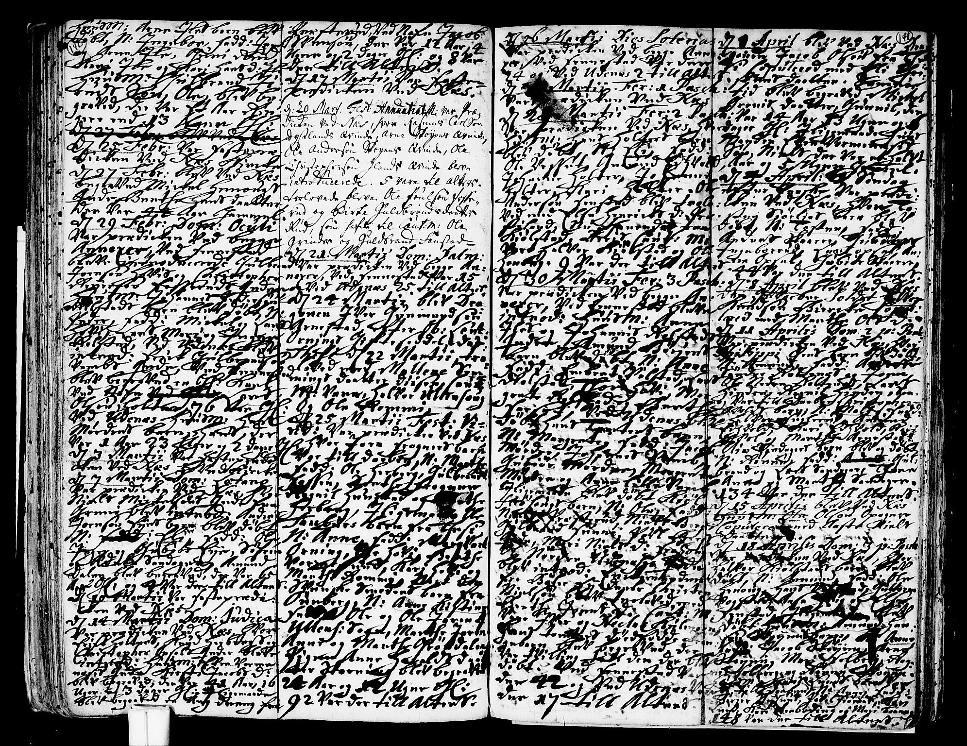 Nes prestekontor Kirkebøker, AV/SAO-A-10410/F/Fa/L0002: Parish register (official) no. I 2, 1717-1734, p. 140-141